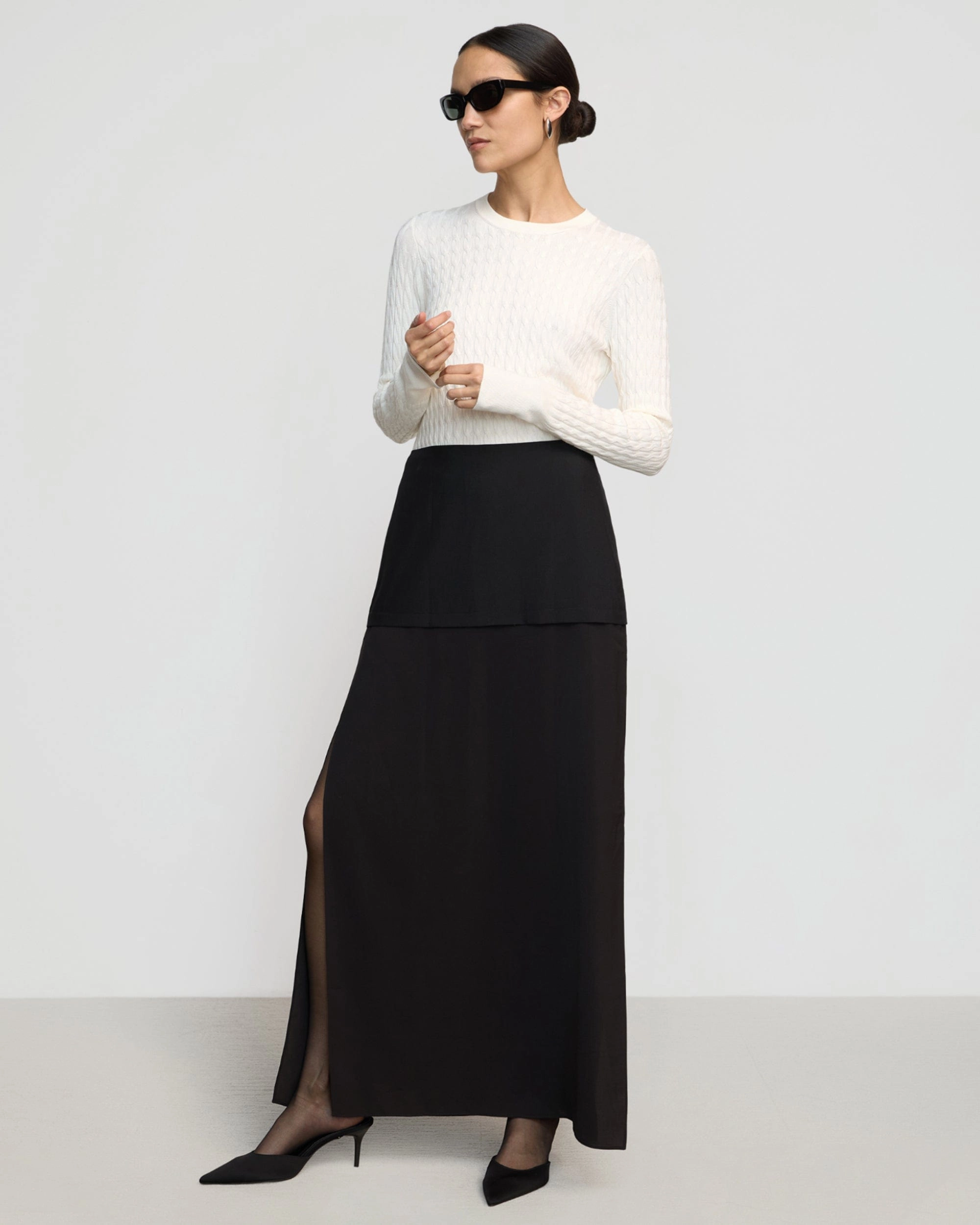 Augusta Tiered Maxi Skirt Winter Layering Smooth Cut