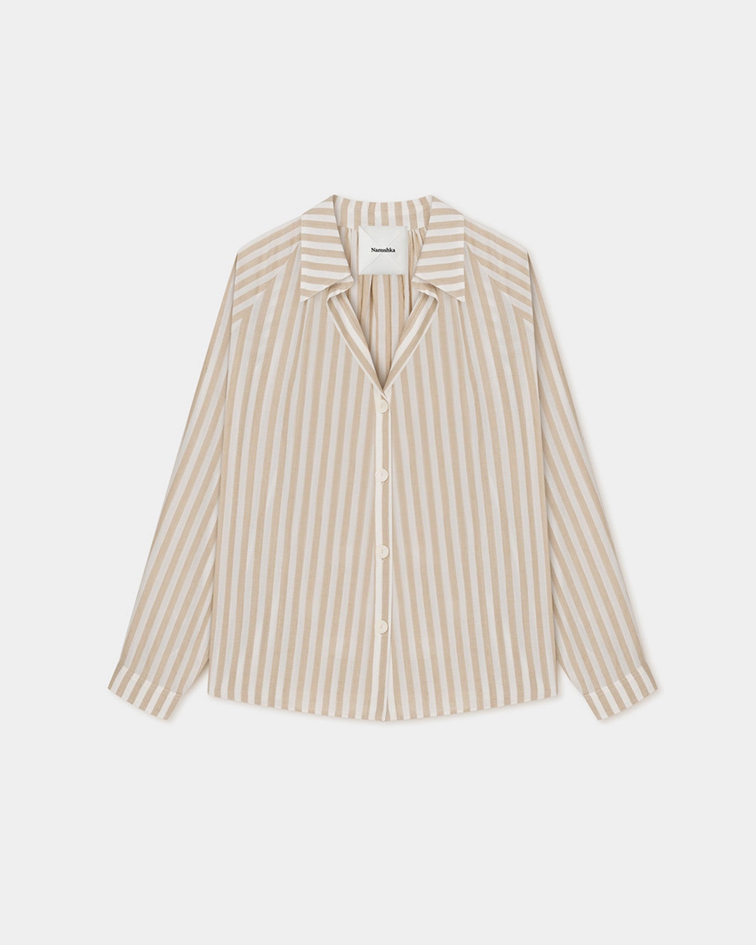 Ada - Striped Linen Shirt - Beige Weekend Wear