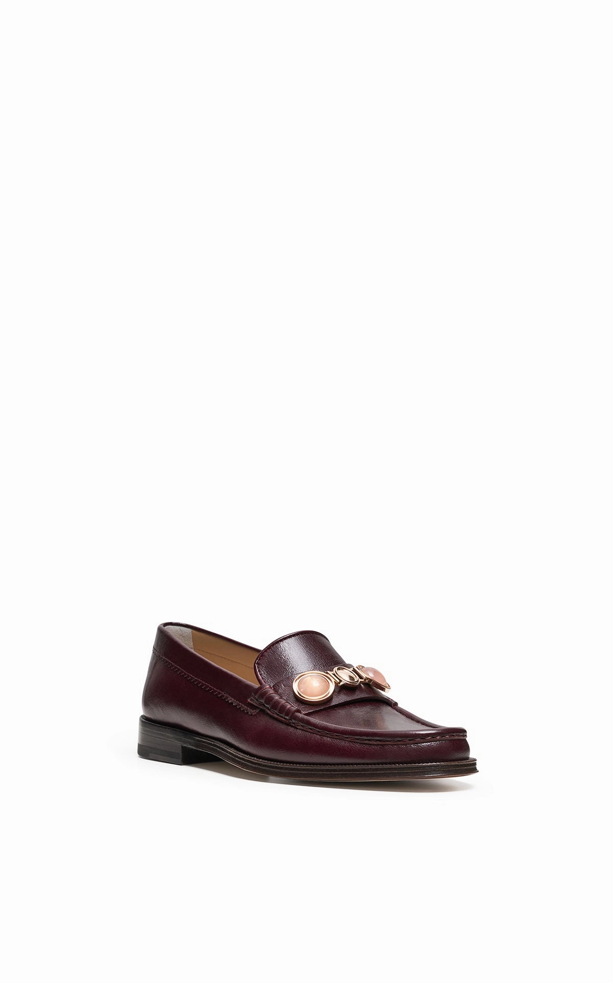 Melchora Stone Loafer in Bordeaux Leather Desk Style