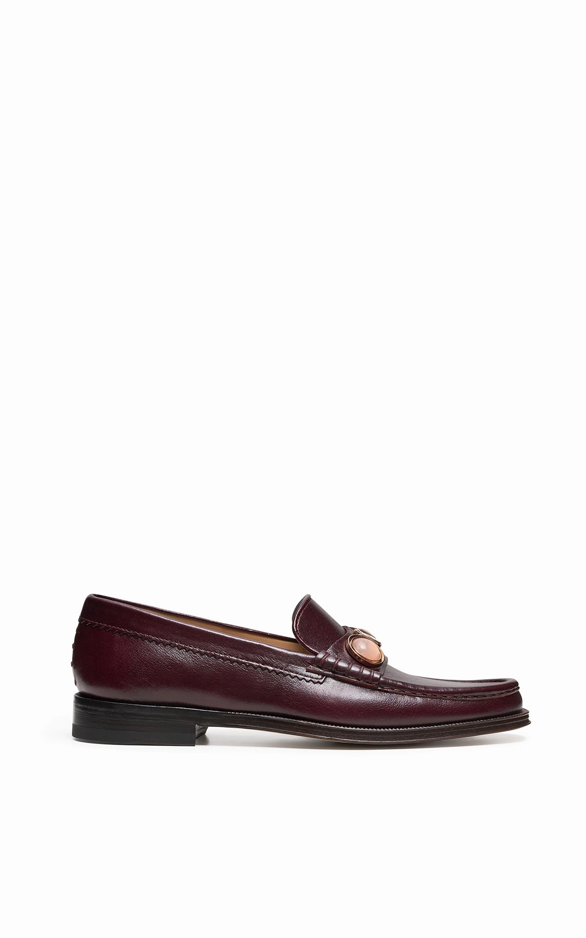 Melchora Stone Loafer in Bordeaux Leather Toe Smooth Hand-Burnished