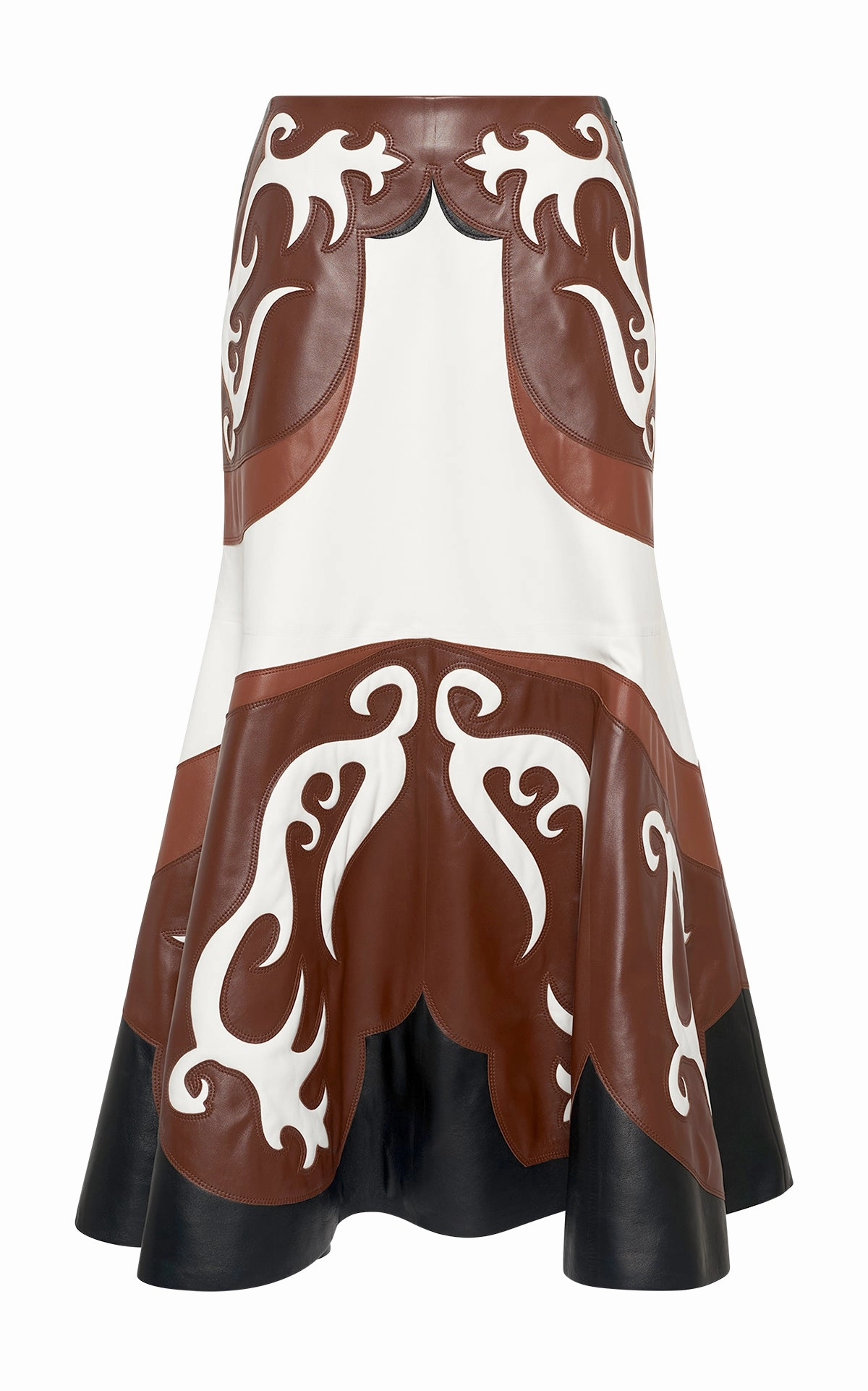 Morton Western Midi Skirt in Multi Nappa Leather Vibrant color