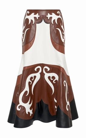 Morton Western Midi Skirt in Multi Nappa Leather Vibrant color