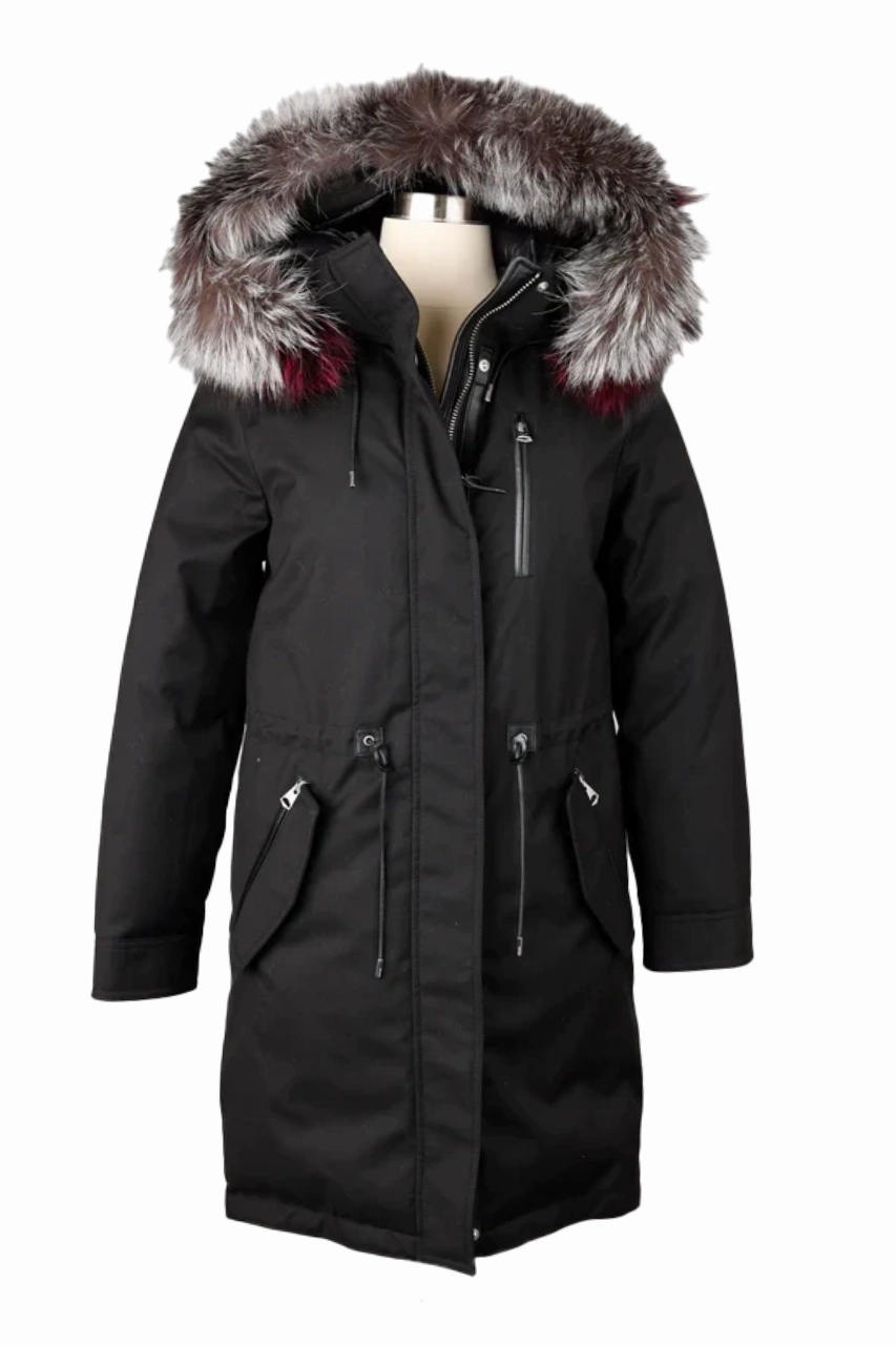 Fur Hooded Down Parka Breathable City Style