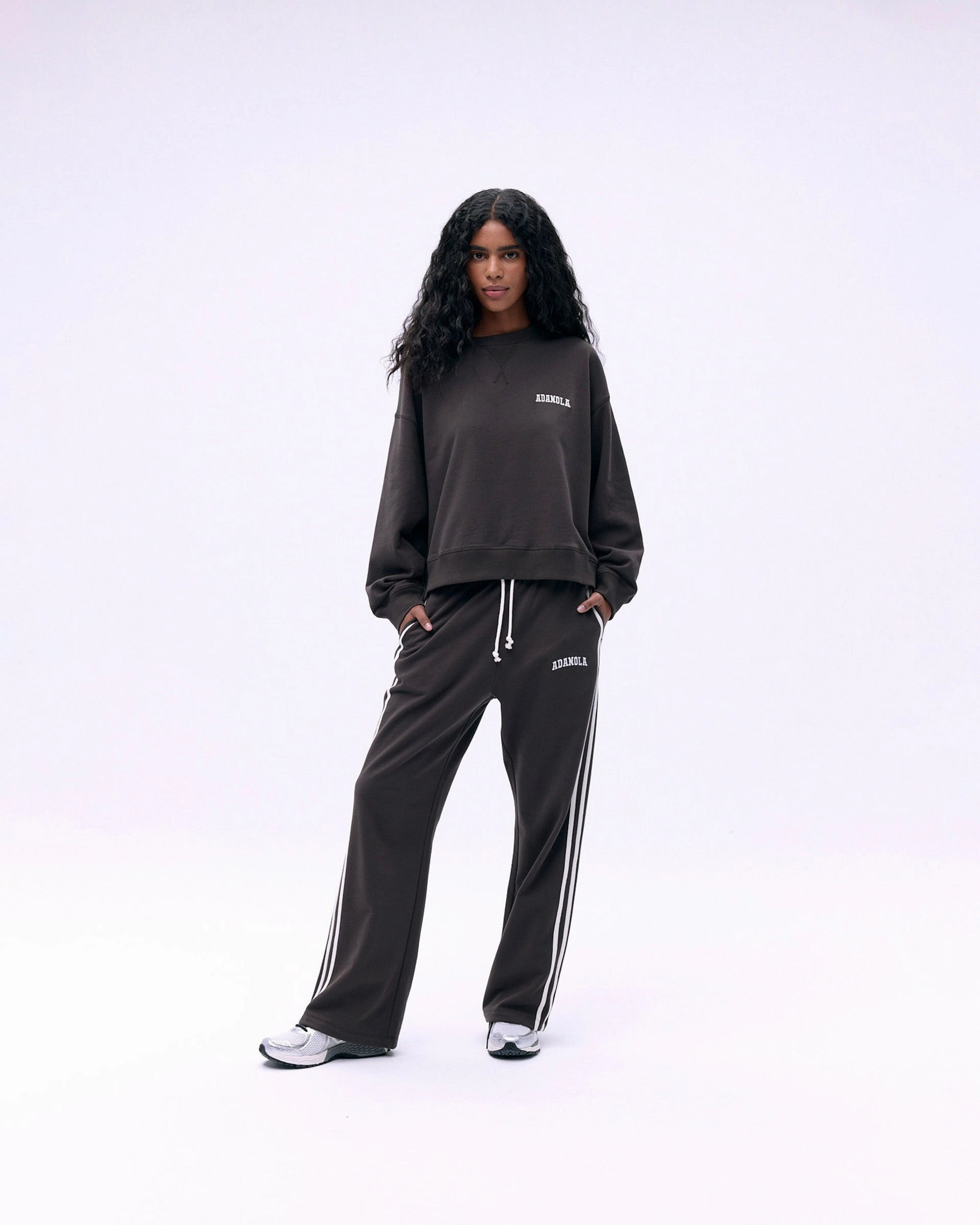 Low Maintenance Timeless Fit Varsity Loose Fit Sweatpants - Coffee Bean/Marshmallow White