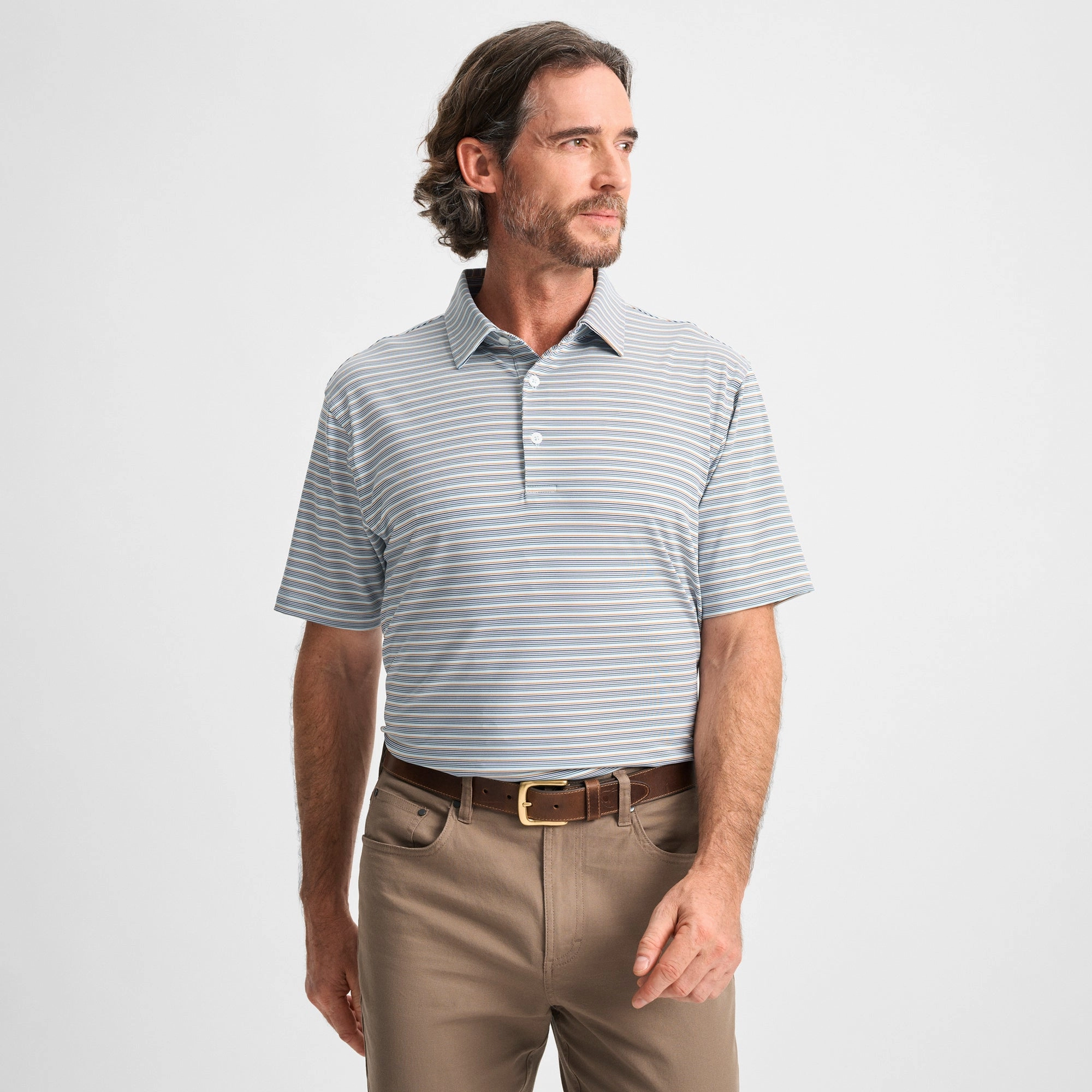 Multipinstripe Performance Polo Modern Design