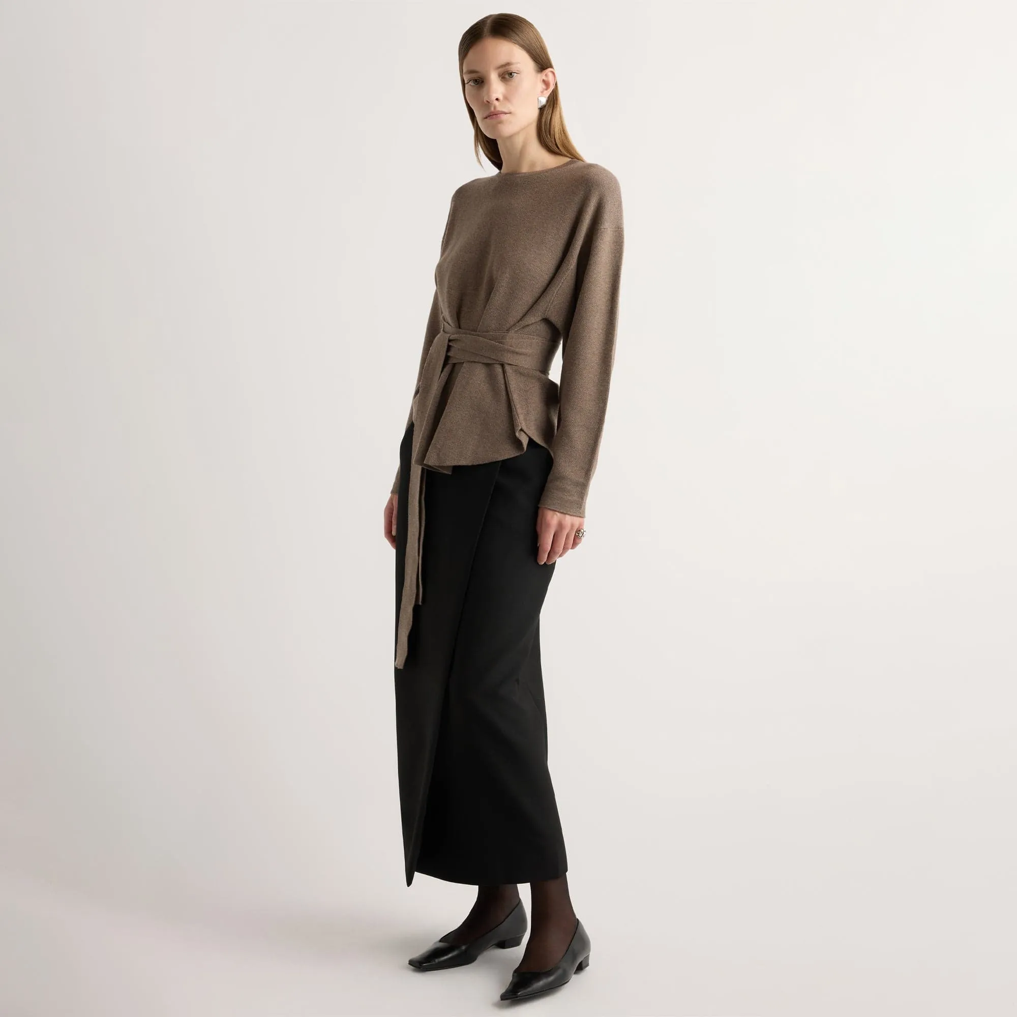 Nara Tie-Front Knit Sweater Breathable Look Essential Knitwear