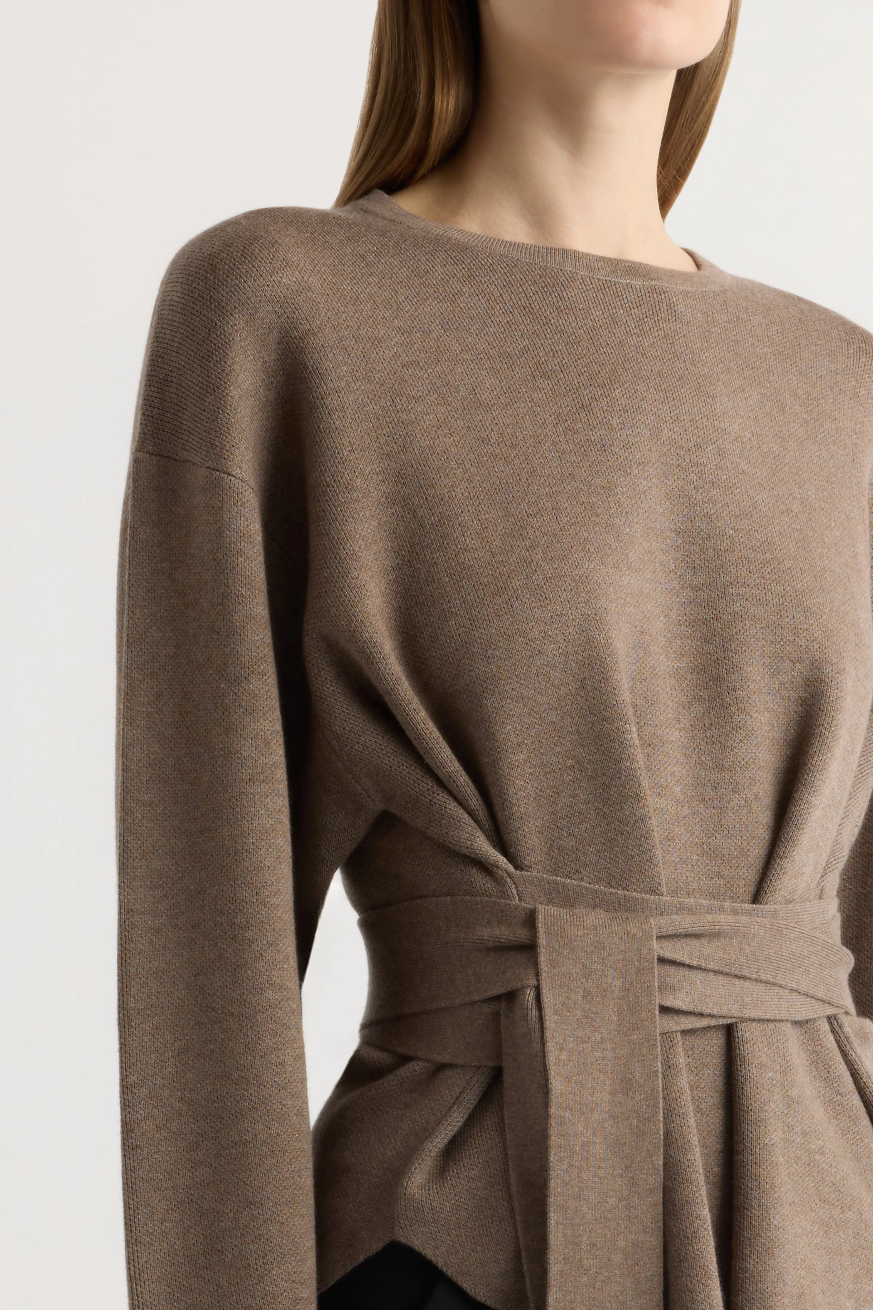 Nara Tie-Front Knit Sweater Breathable touch Breathable Textured Fabric