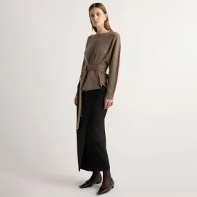 Nara Tie-Front Knit Sweater Breathable Look Essential Knitwear