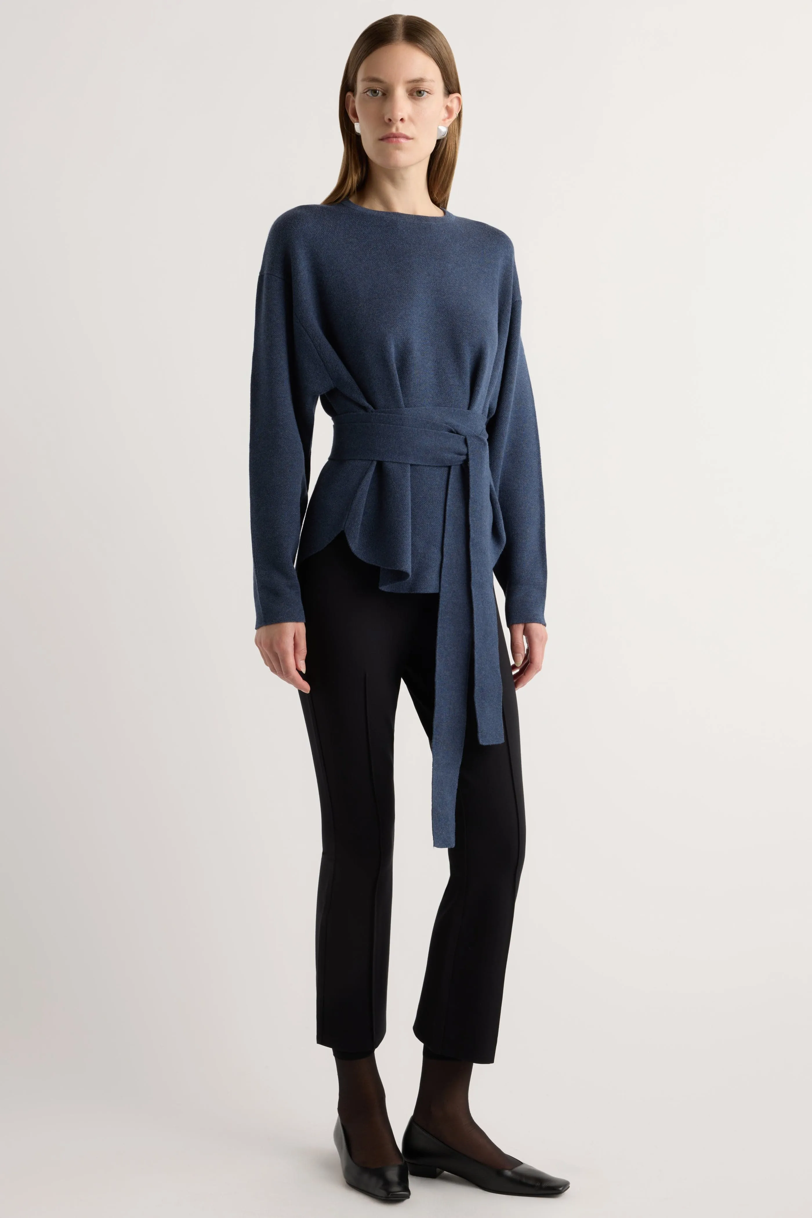 Nara Tie-Front Knit Sweater Comfort Fit Stylish Layer