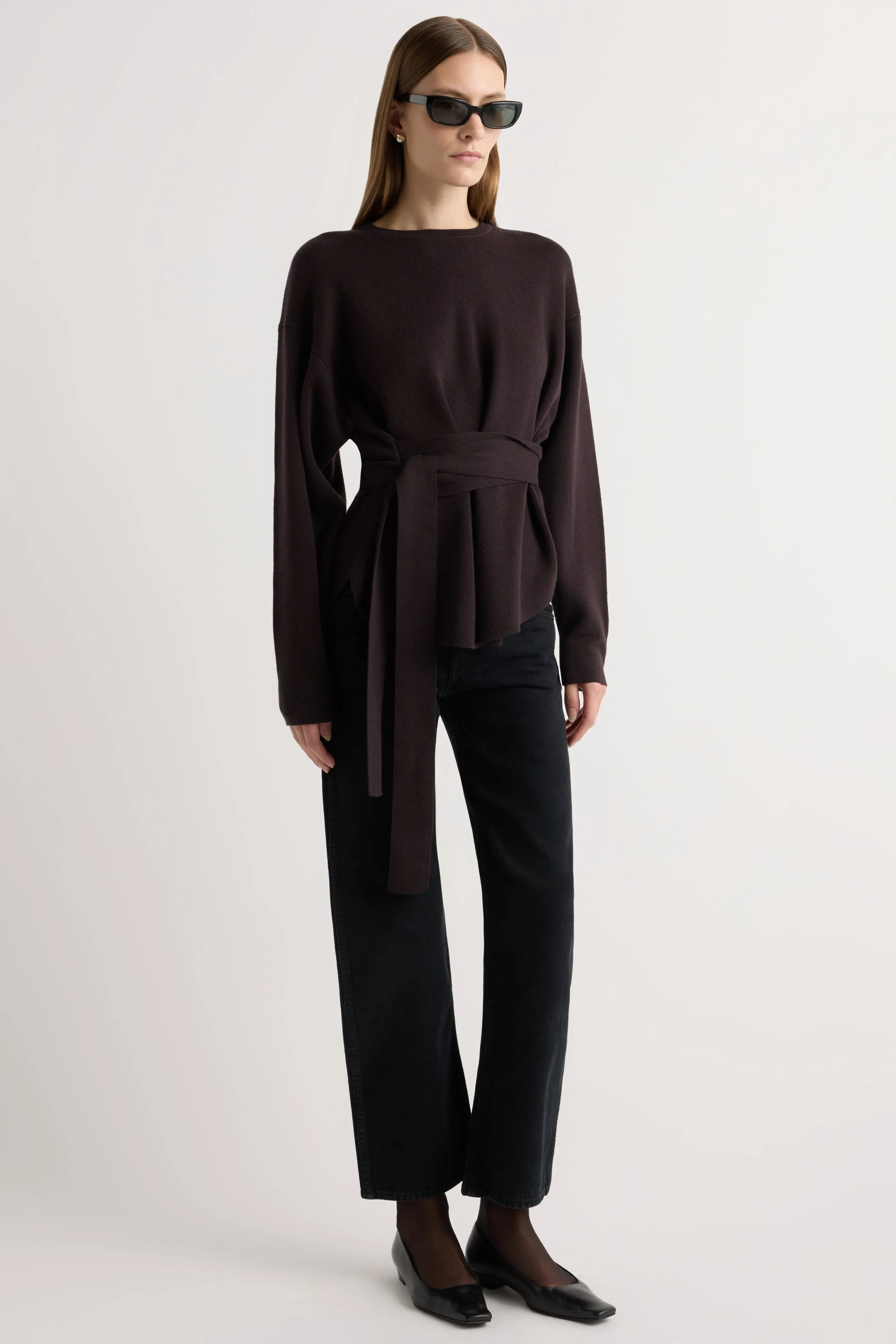 Chilly Comfort Look Nara Tie-Front Knit Sweater