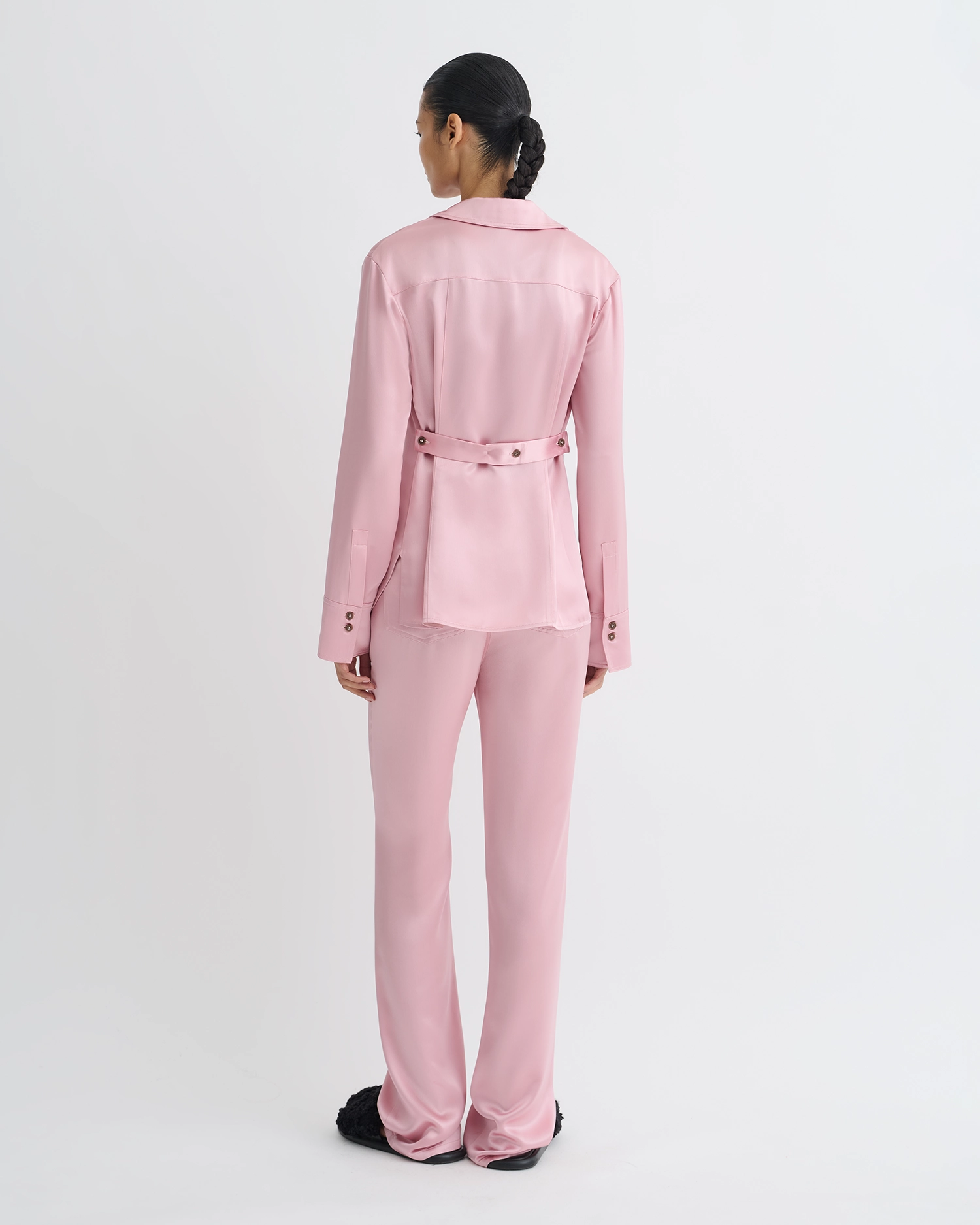 Nathalie - Slip Satin Shirt - Pink Urban Style Breathable back panel