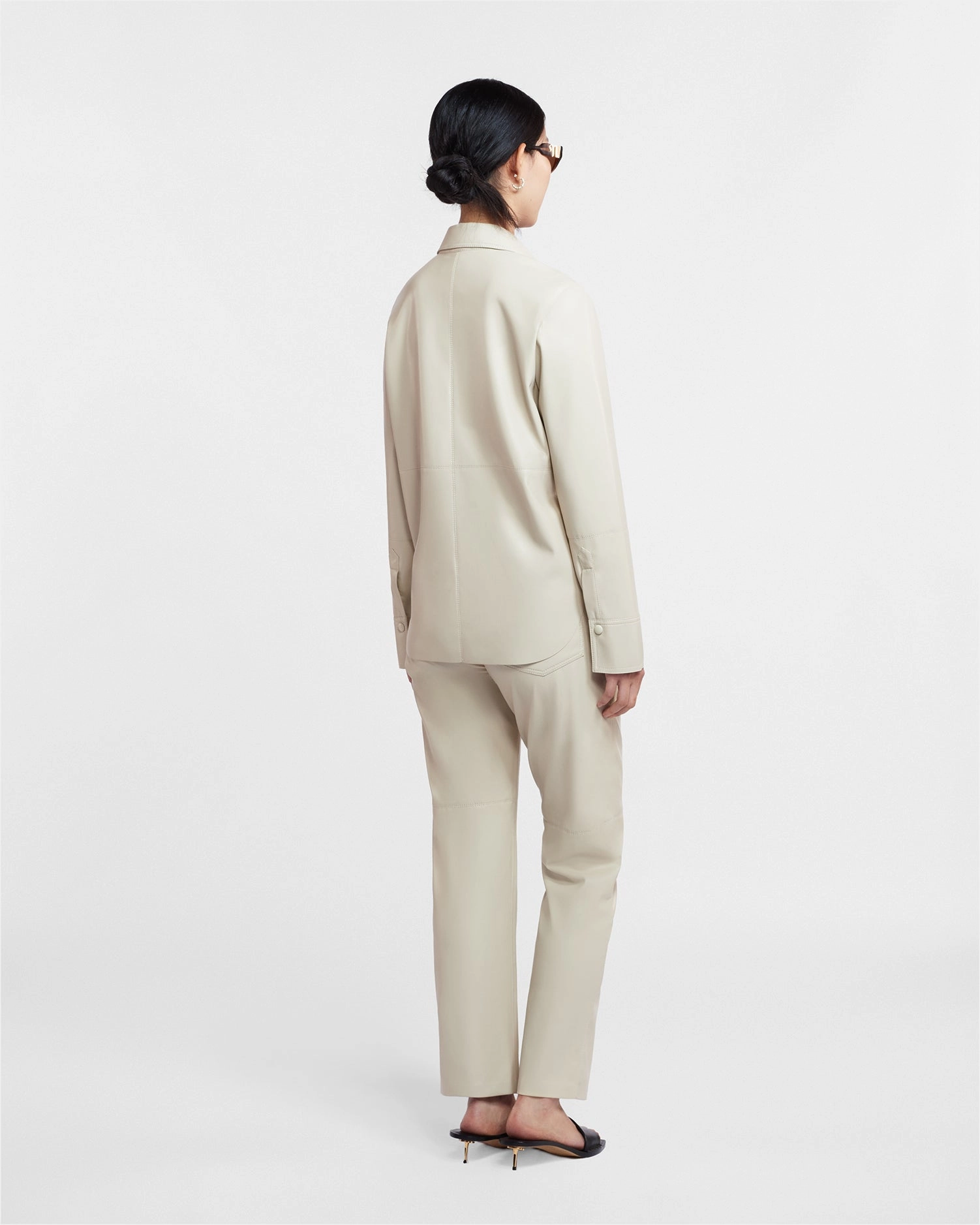 Naum - Okobor? Alt-Leather Shirt - Creme Neutral Colors No Slip Shoulder Grip