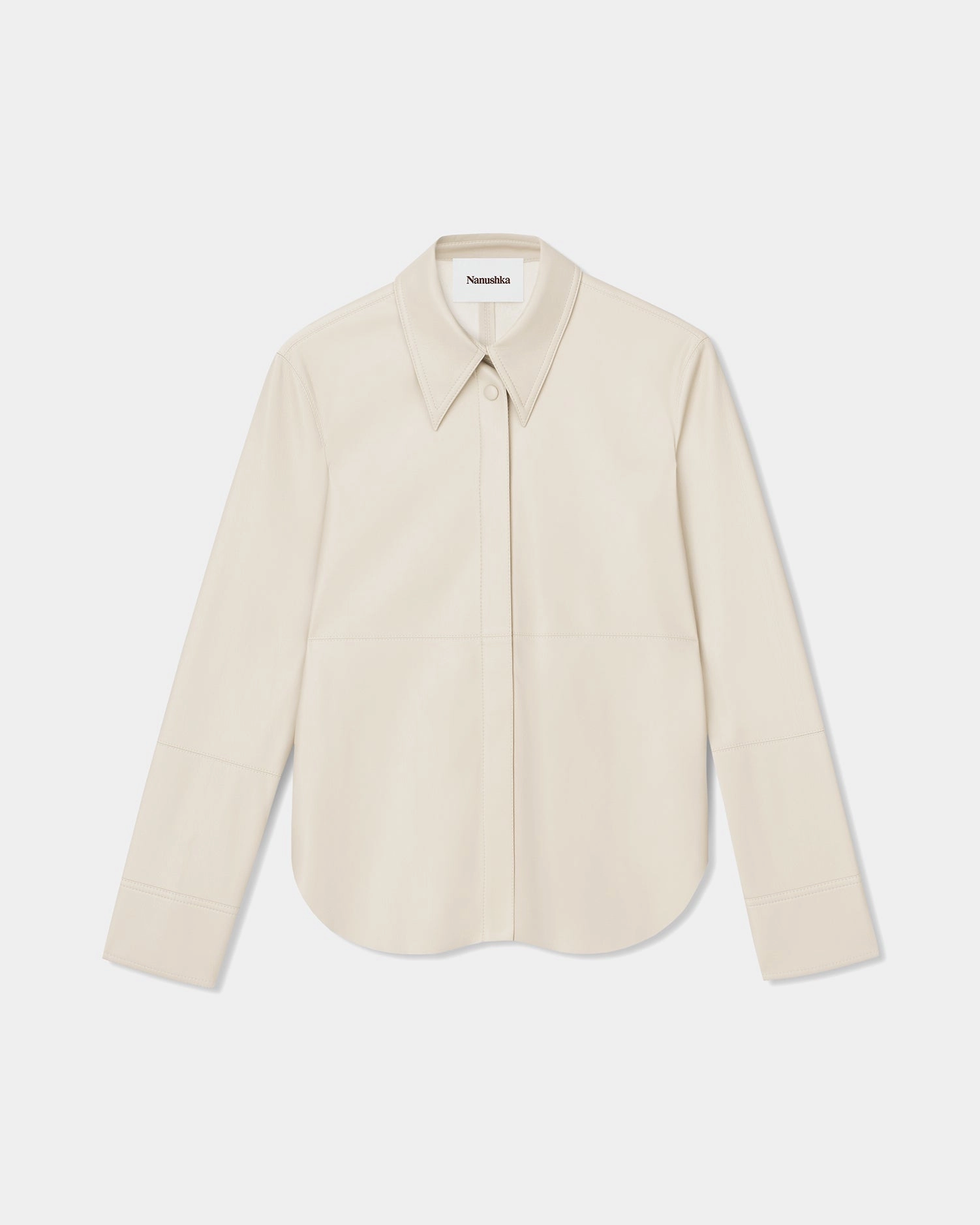 Naum - Okobor? Alt-Leather Shirt - Creme Morning Comfort crew neck