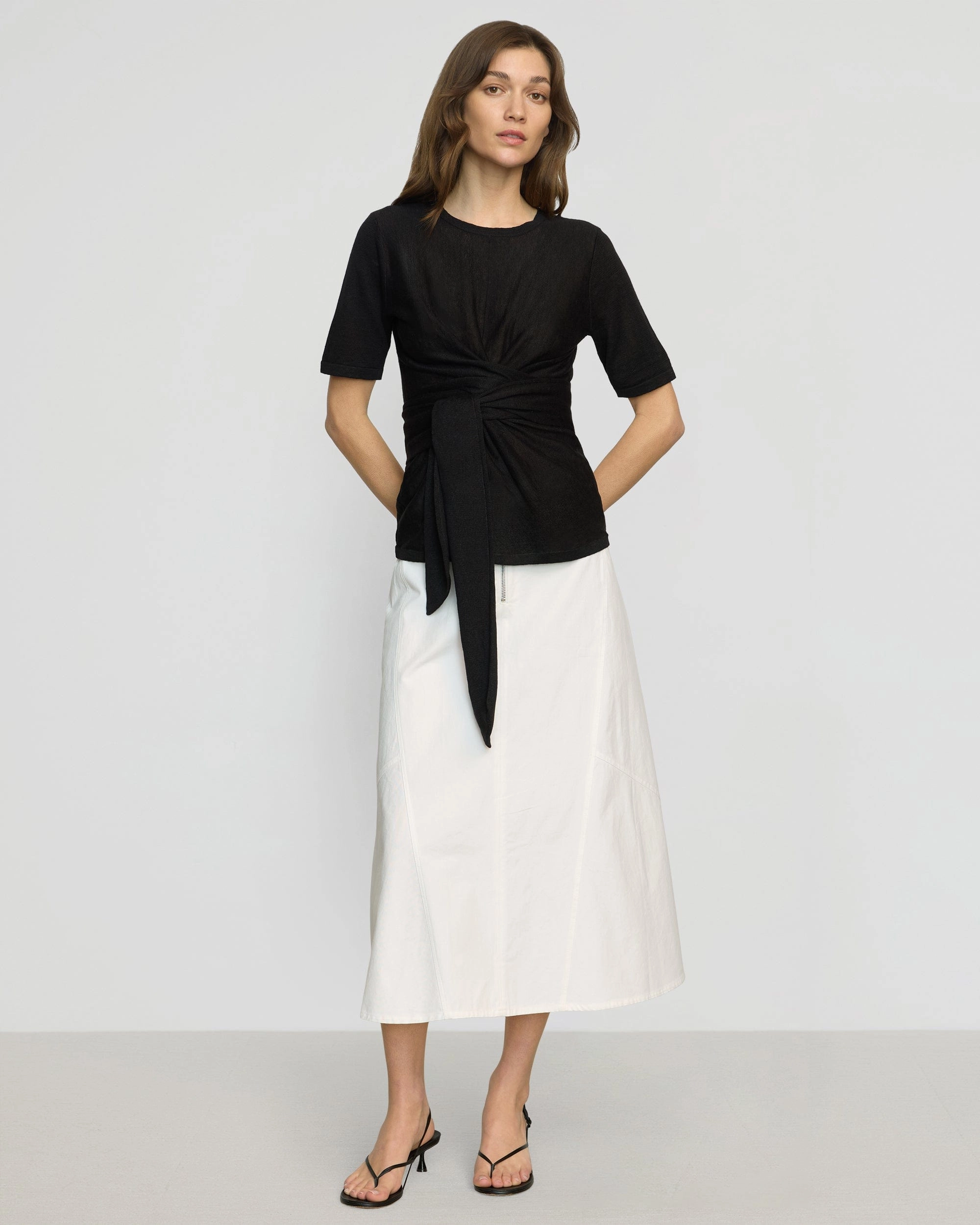 Neutrals Only Nava Cotton Twill Flared Skirt