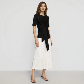 Nava Cotton Twill Flared Skirt Subtle Details