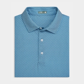 Navy Diamond Lattice Printed Performance Polo Performance Polo