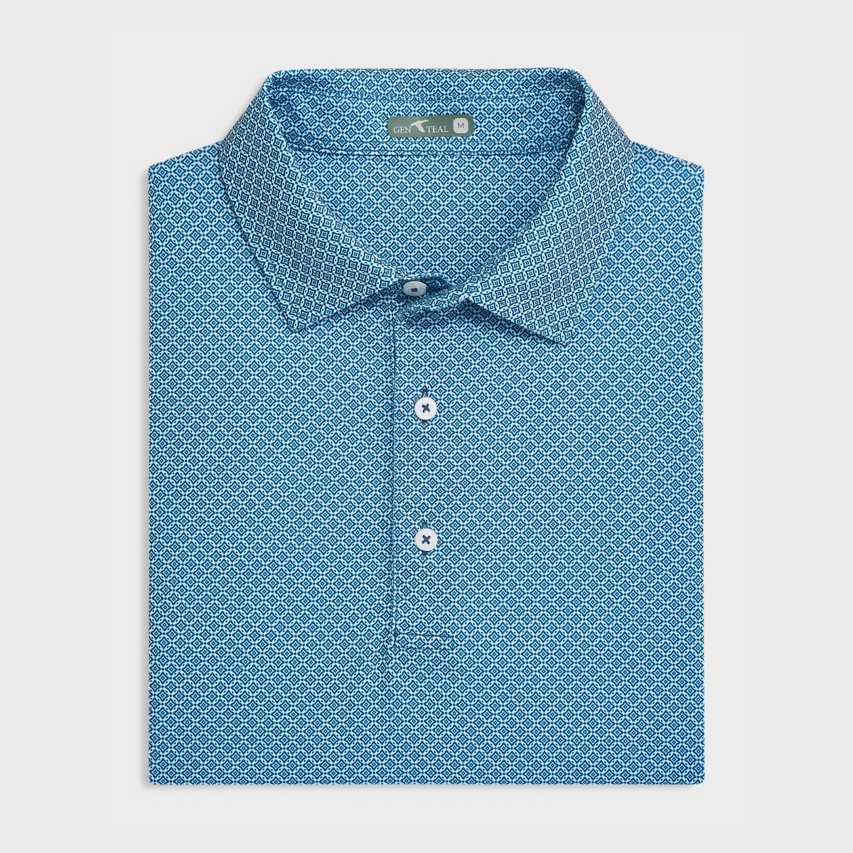 Navy Diamond Lattice Printed Performance Polo Performance Polo