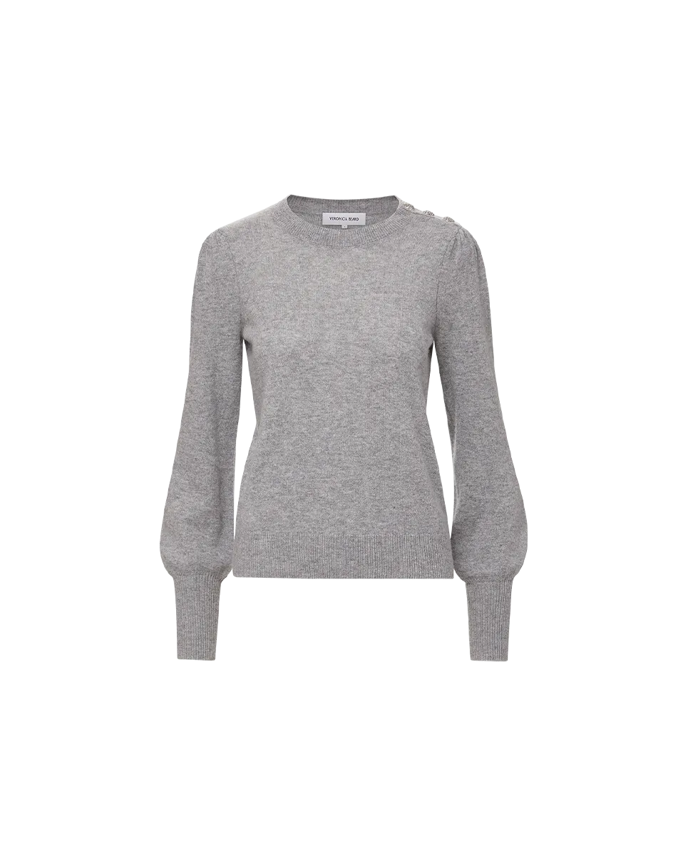 Layered Neckline Perfect for Layering Nelia Cashmere Pullover | Button Accent