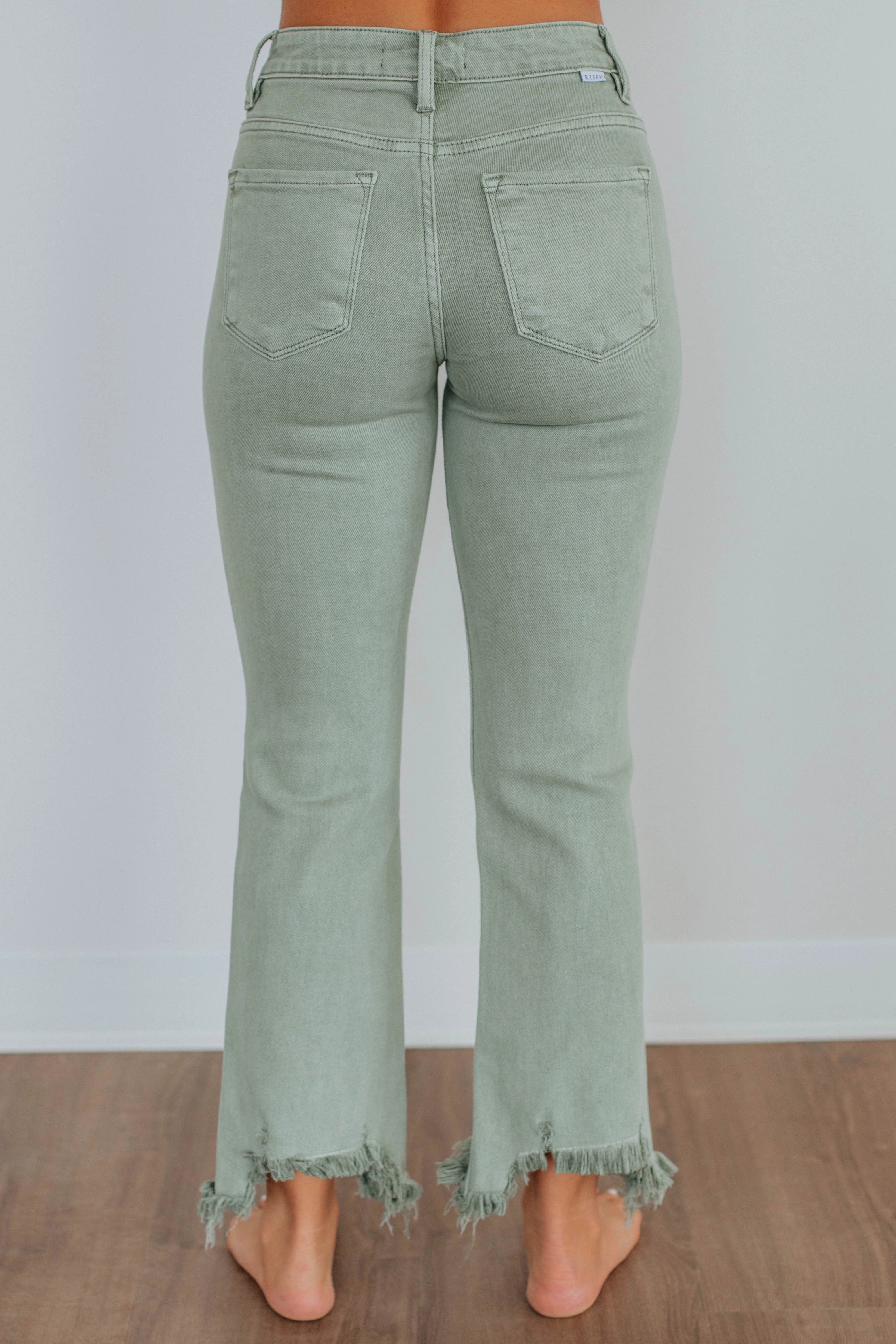 comfortable length Student Outfit Earthy Neona Risen Jeans - Olive