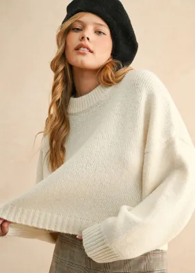 Neve Round Neck Sweater - Cream Comfy Design