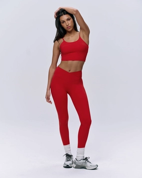 Smooth Waist Daily Comfort Ultimate Wrap Over Legging - Classic Red