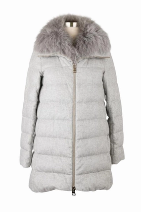 Two Way Zipper Layered Insulation Long Silk/Cashmere Puffer Jacket