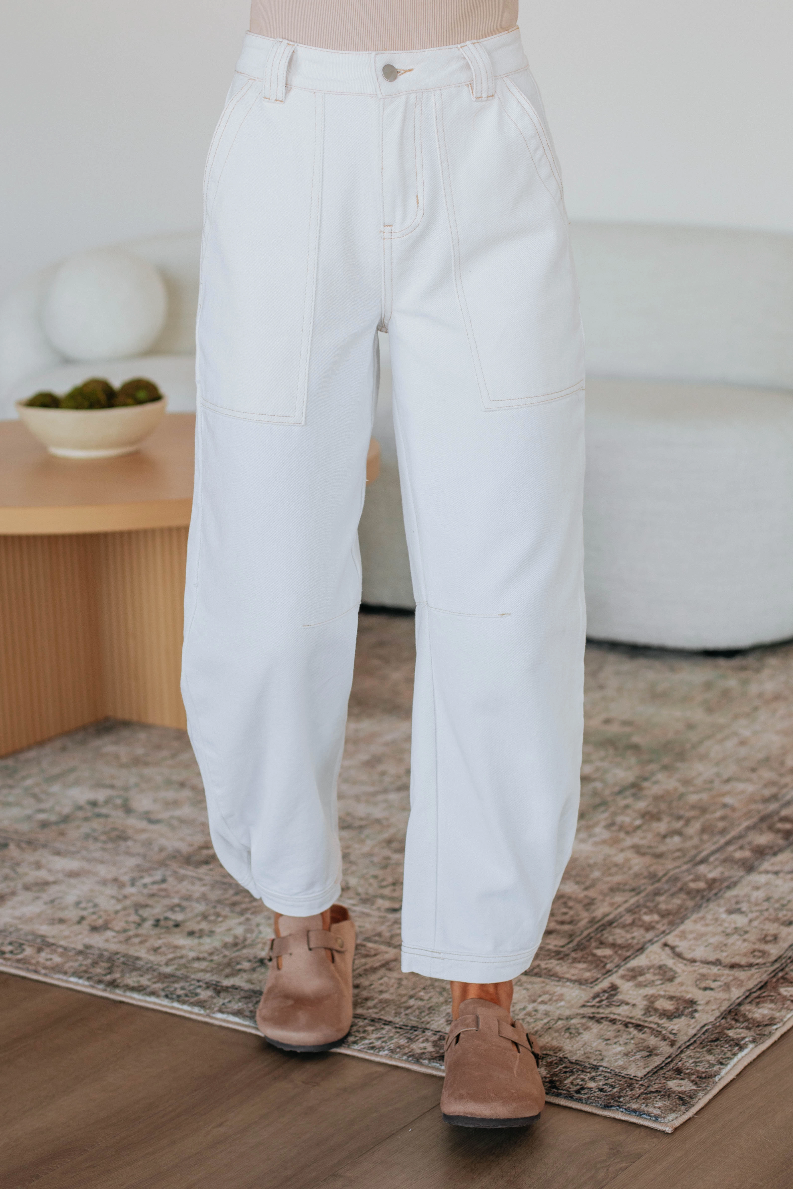 Solano Denim Pants - Ivory Day Wear
