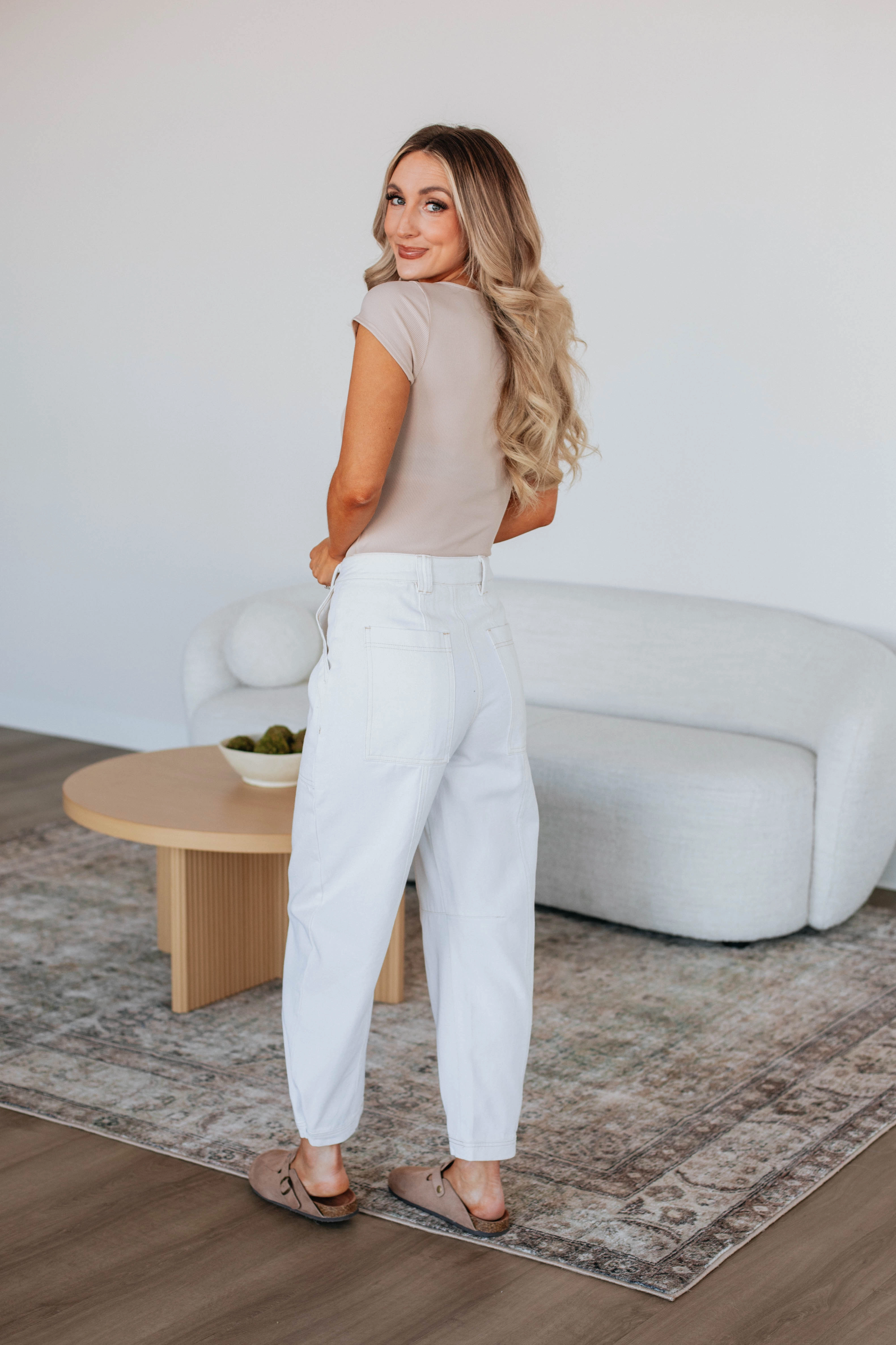 Soft Texture Solano Denim Pants - Ivory
