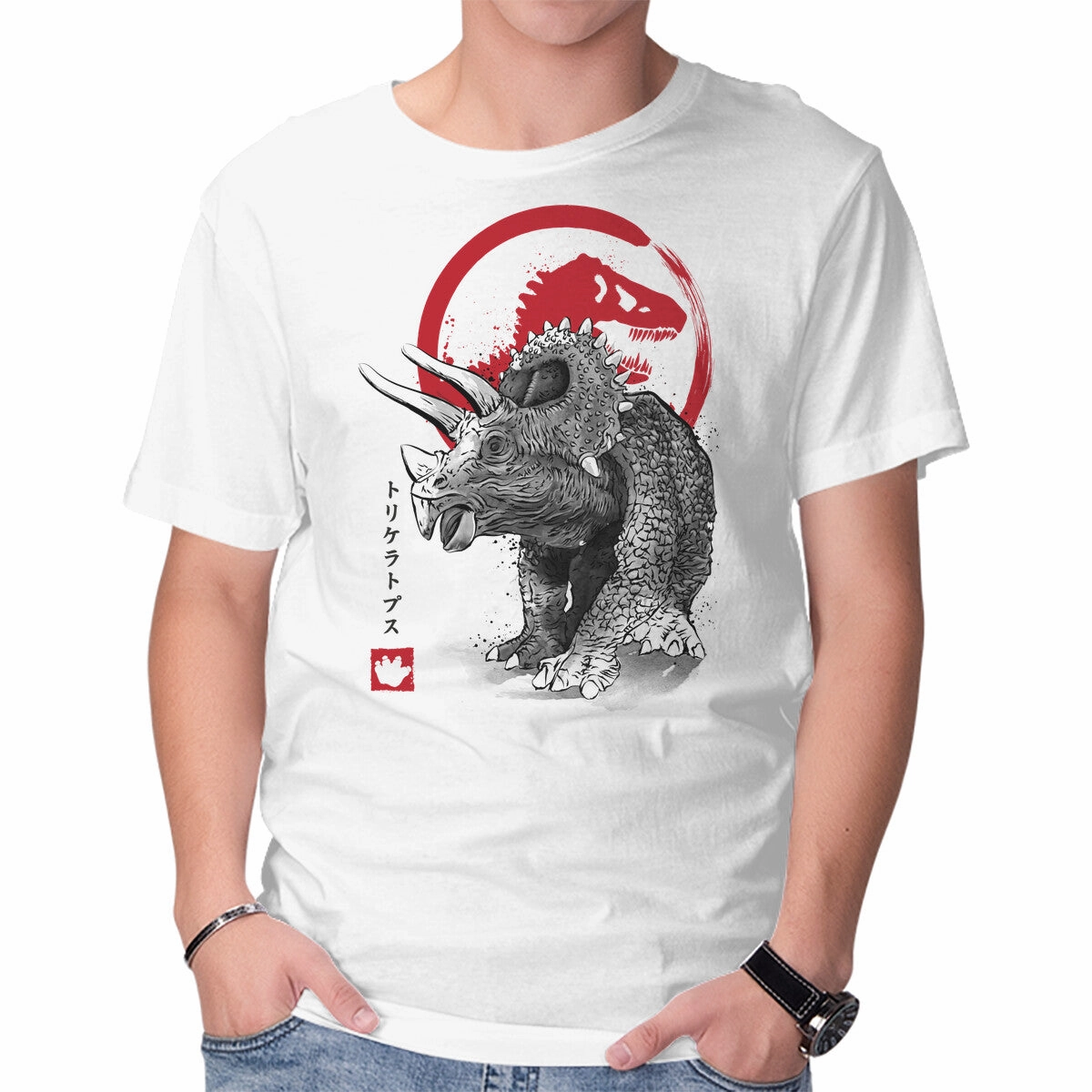 Triceratops Sumi-E Printed design
