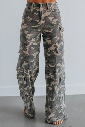 Nori Hidden Cargo Jeans - Camouflage Smooth Road Trip