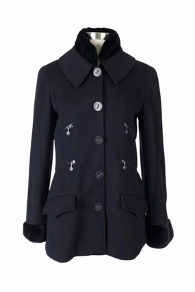 Cashmere Dress Coat w/ Fur Collar SeamSealed Edges