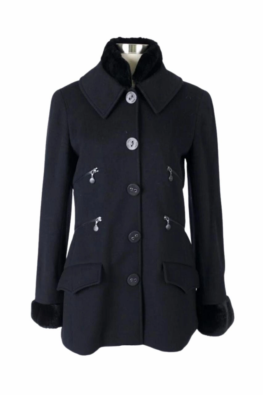 Cashmere Dress Coat w/ Fur Collar SeamSealed Edges