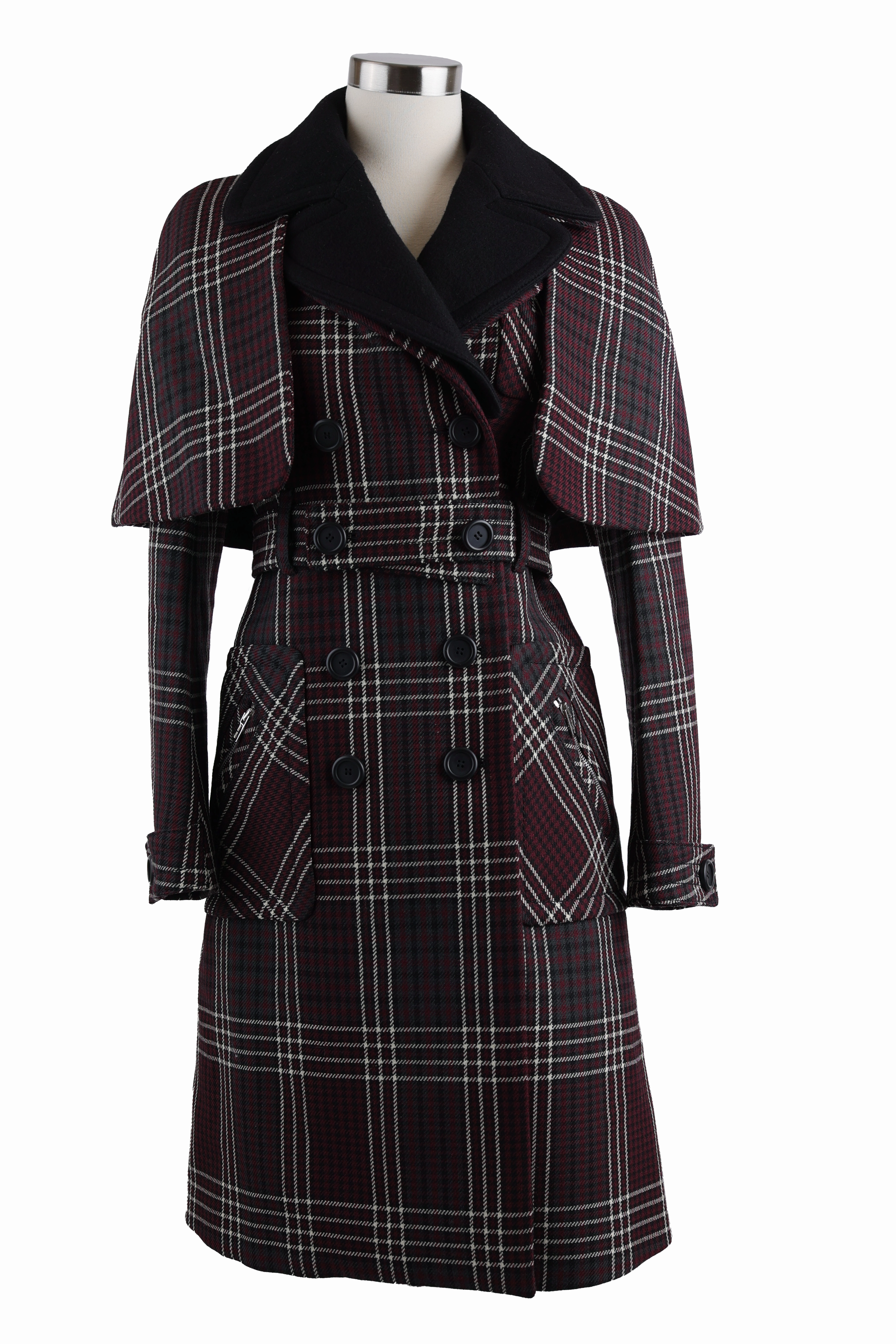 Wool Tweed Double Breasted Dress Coat Light Look