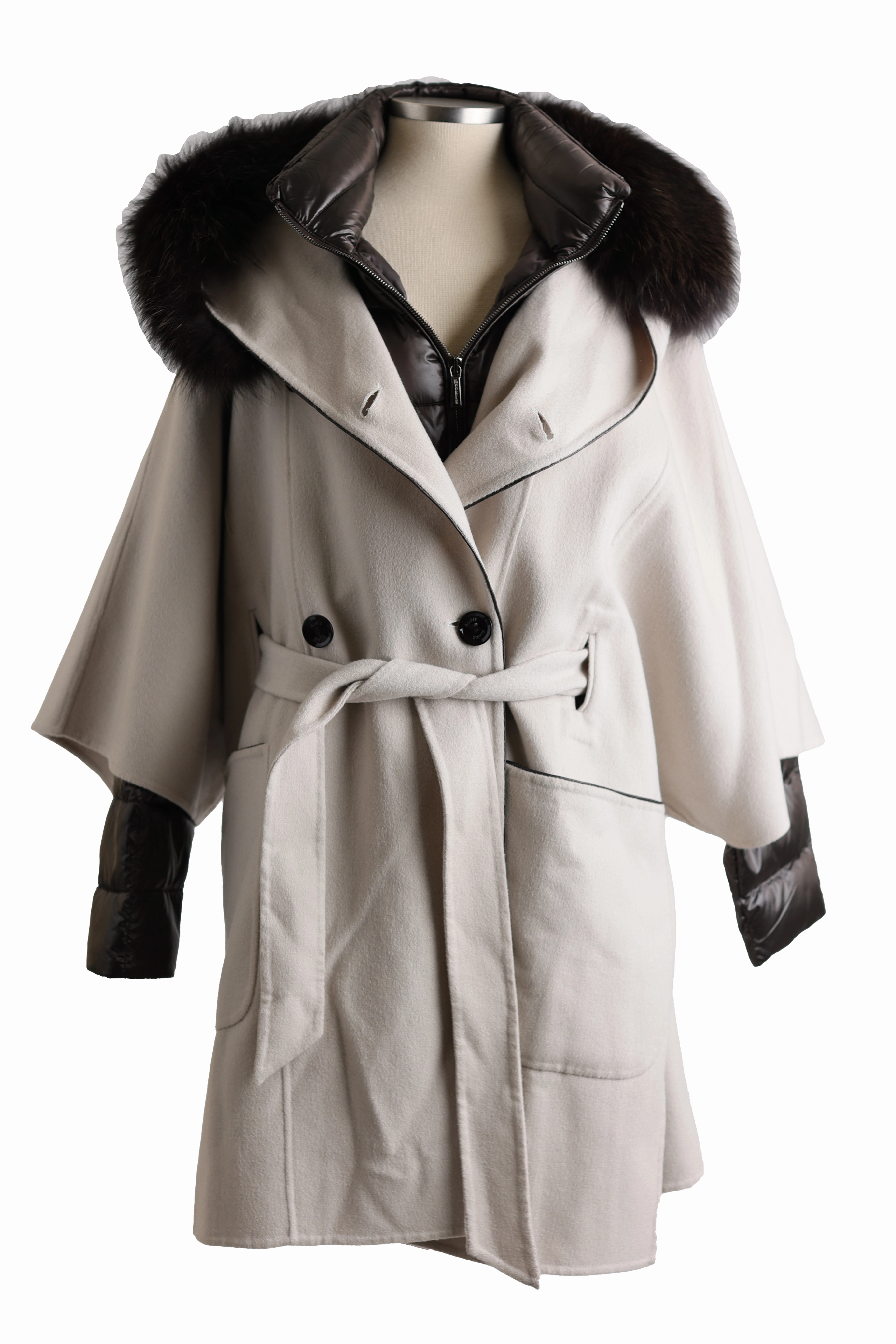 Quick Release Buckles Oslo 2 in 1 Wool/Cashmere Cape & Down Jacket Insert