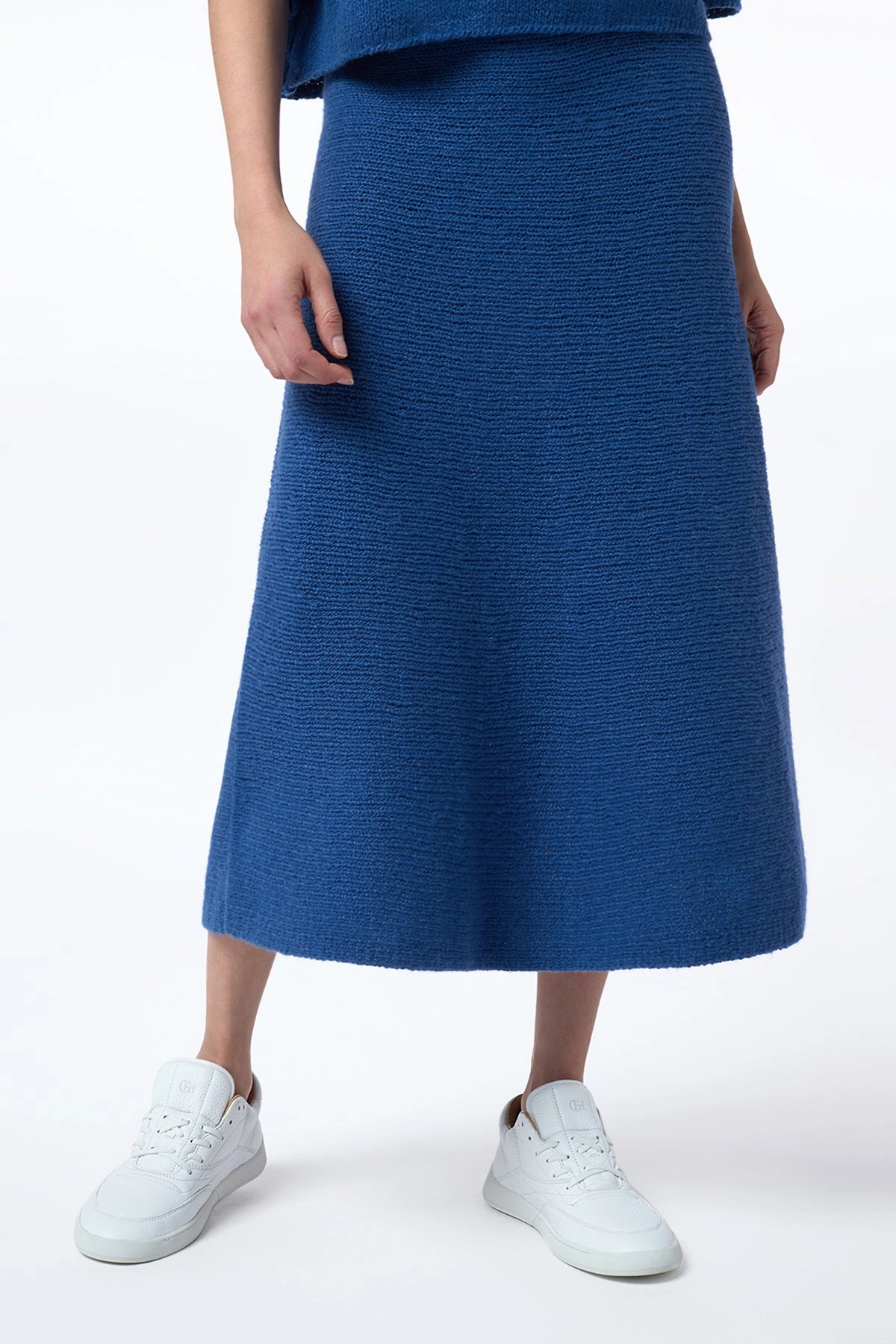 Fashion Pulse Ostara Knit Maxi Skirt in Dark Blue Denim Cashmere