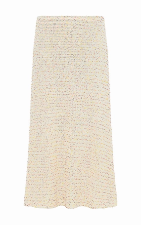 Pan Knit Maxi Skirt in Ivory Multi Beaded Cashmere All Day Look Sequined Finish