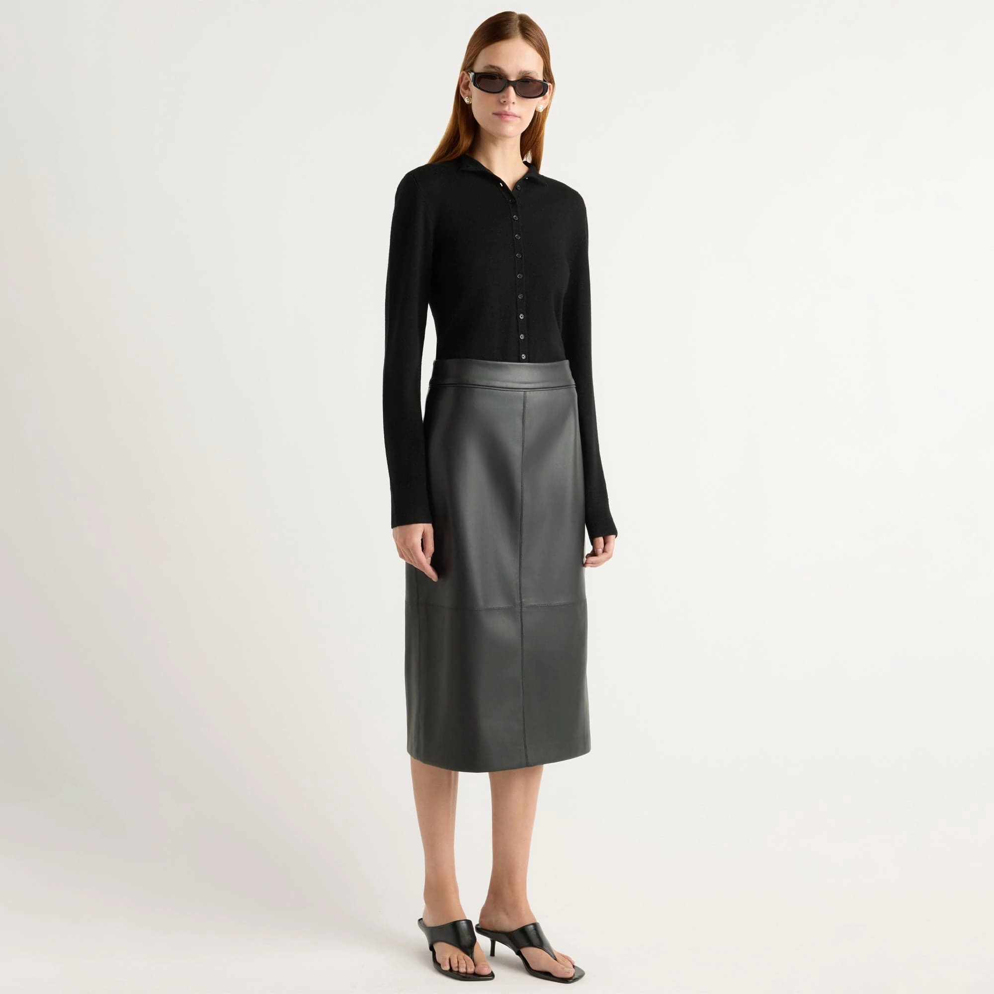 Briony Back Split-Hem Vegan Leather Skirt Soft Finish Season To Season