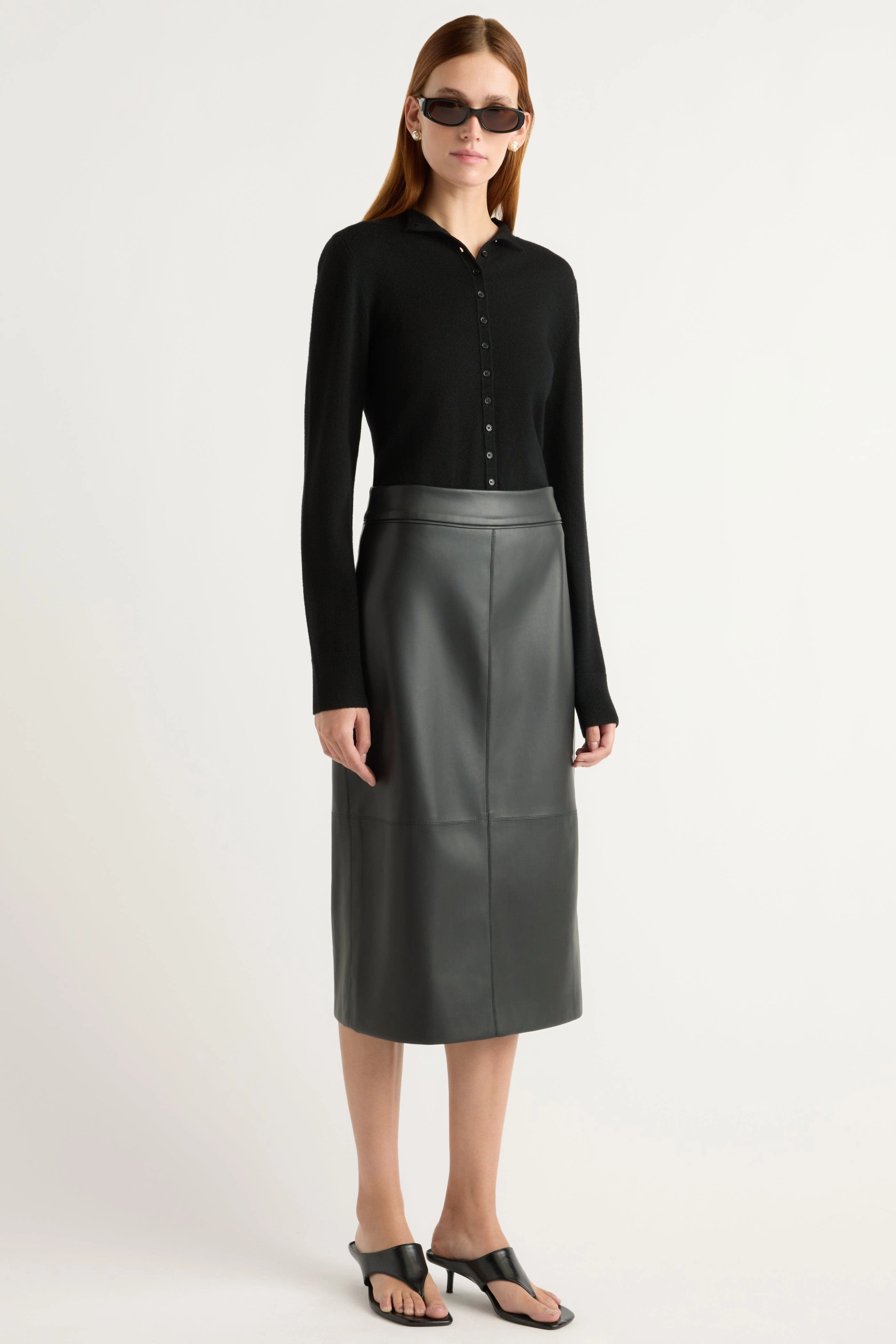 Mix Separates Briony Back Split-Hem Vegan Leather Skirt