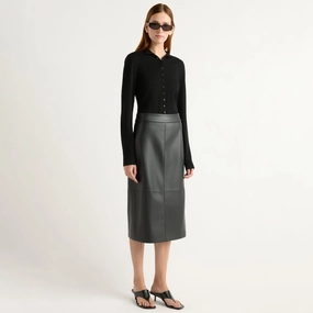 Briony Back Split-Hem Vegan Leather Skirt Soft Finish Season To Season