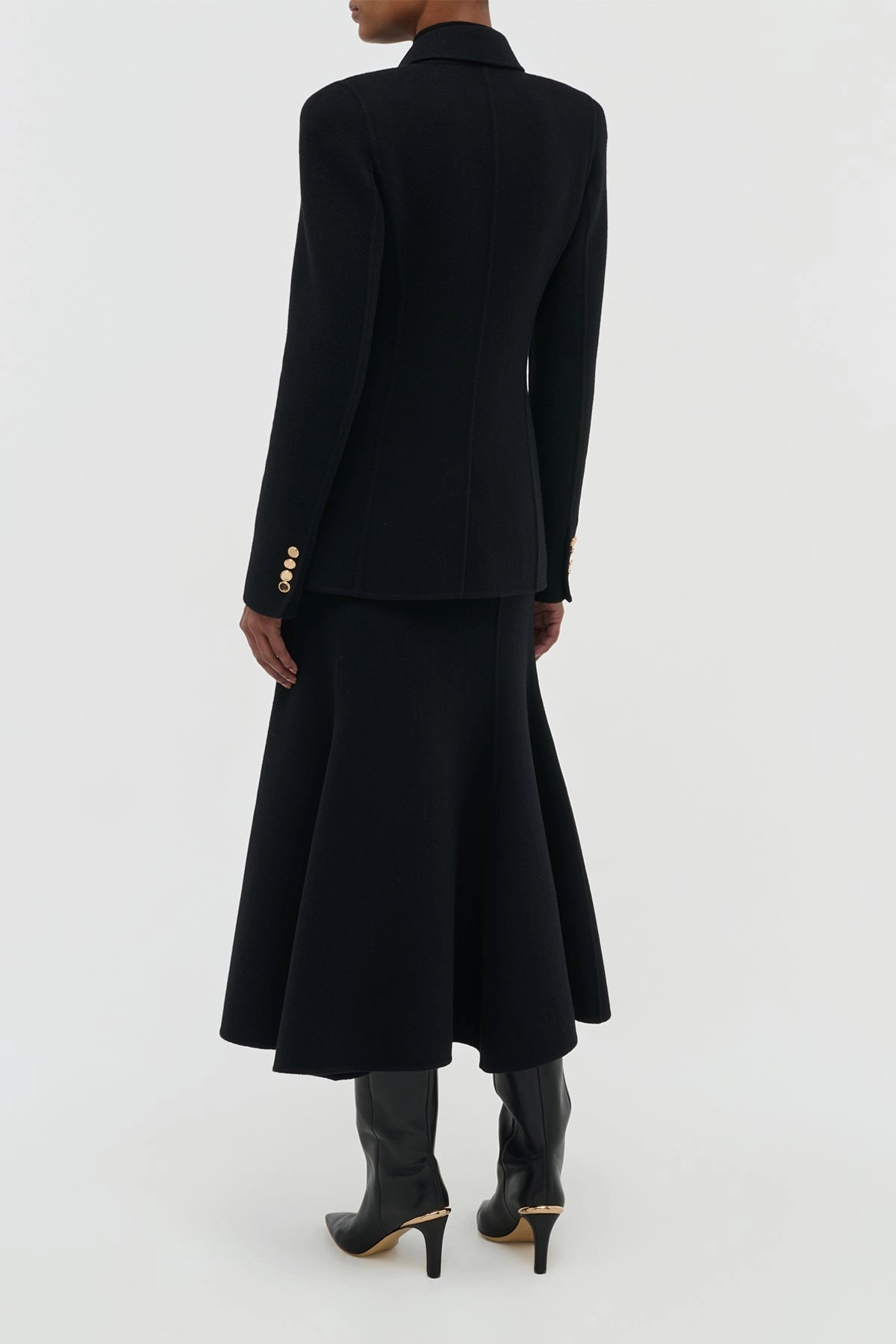 Patterson Midi Skirt in Black Double-Face Recycled Cashmere Athleisure Inspired