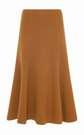 Patterson Midi Skirt in Yellow Ochre Double-Face Recycled Cashmere Active Wear