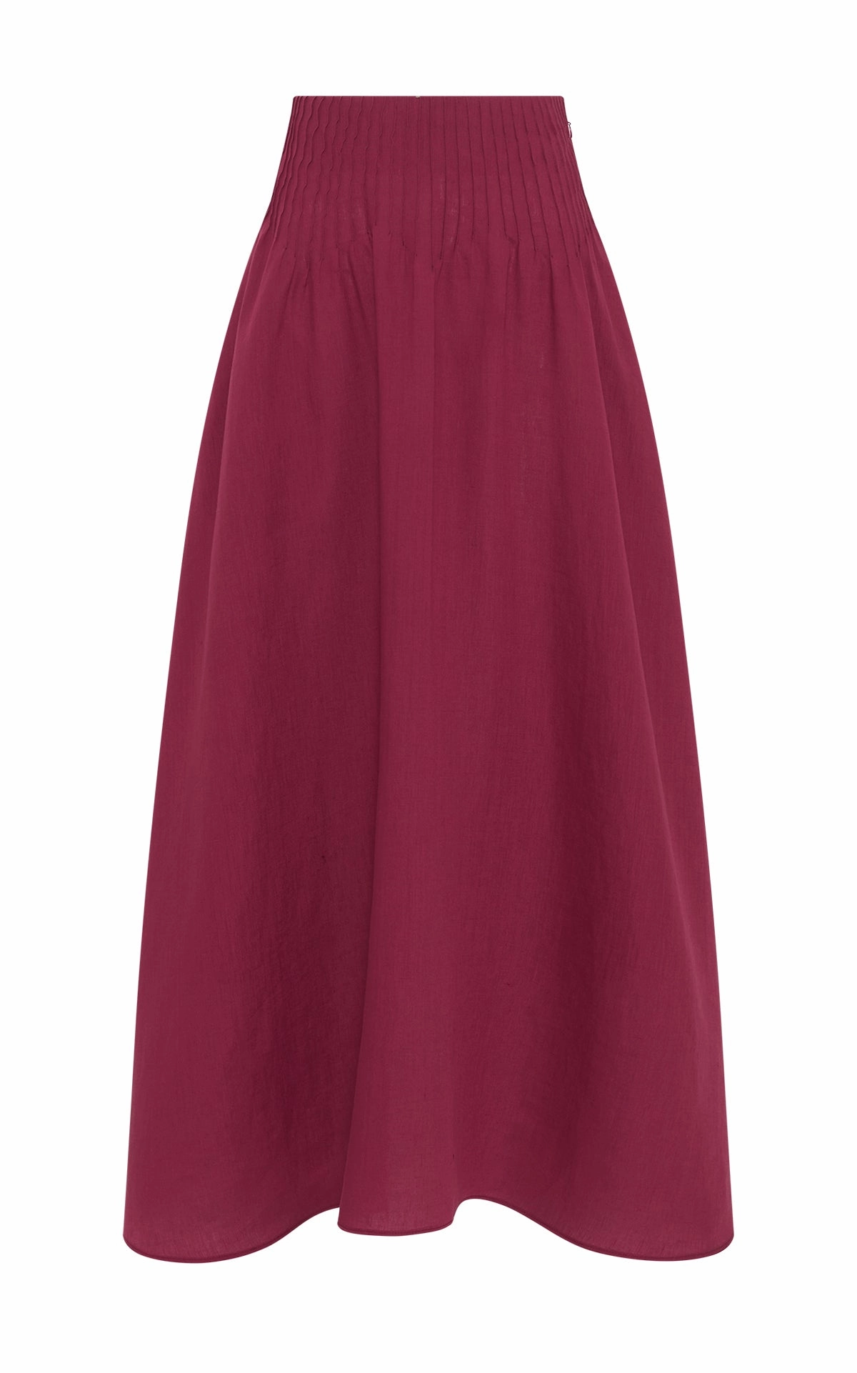 Glamorous Appeal Glossy Texture Penelope Midi Skirt in Raspberry Aloe Linen