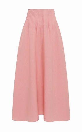 Crisp Look Penelope Midi Skirt in Rosa Aloe Linen