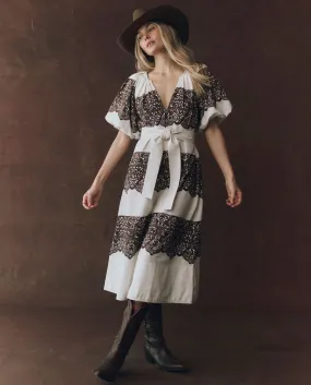 The Fairground Dress. -- Cream With Western Lace Print Daywear Mood