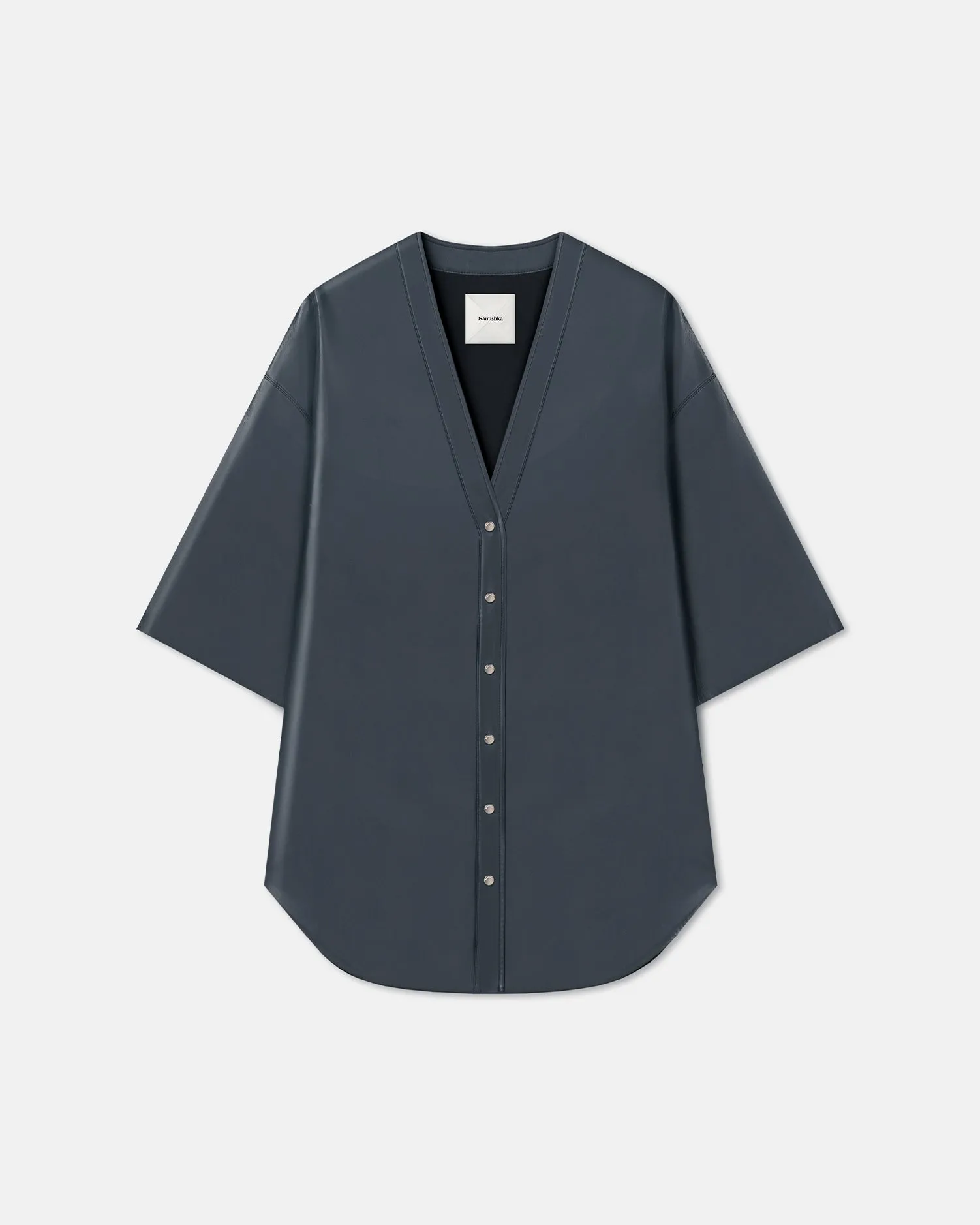 Ingar - Okobor? Alt-Leather Mini Dress - Steel Blue Compact Fit Comfortable Cut