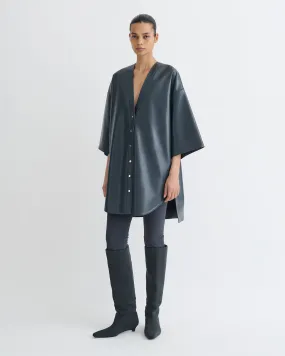 Shimmer-Finish Ingar - Okobor? Alt-Leather Mini Dress - Steel Blue