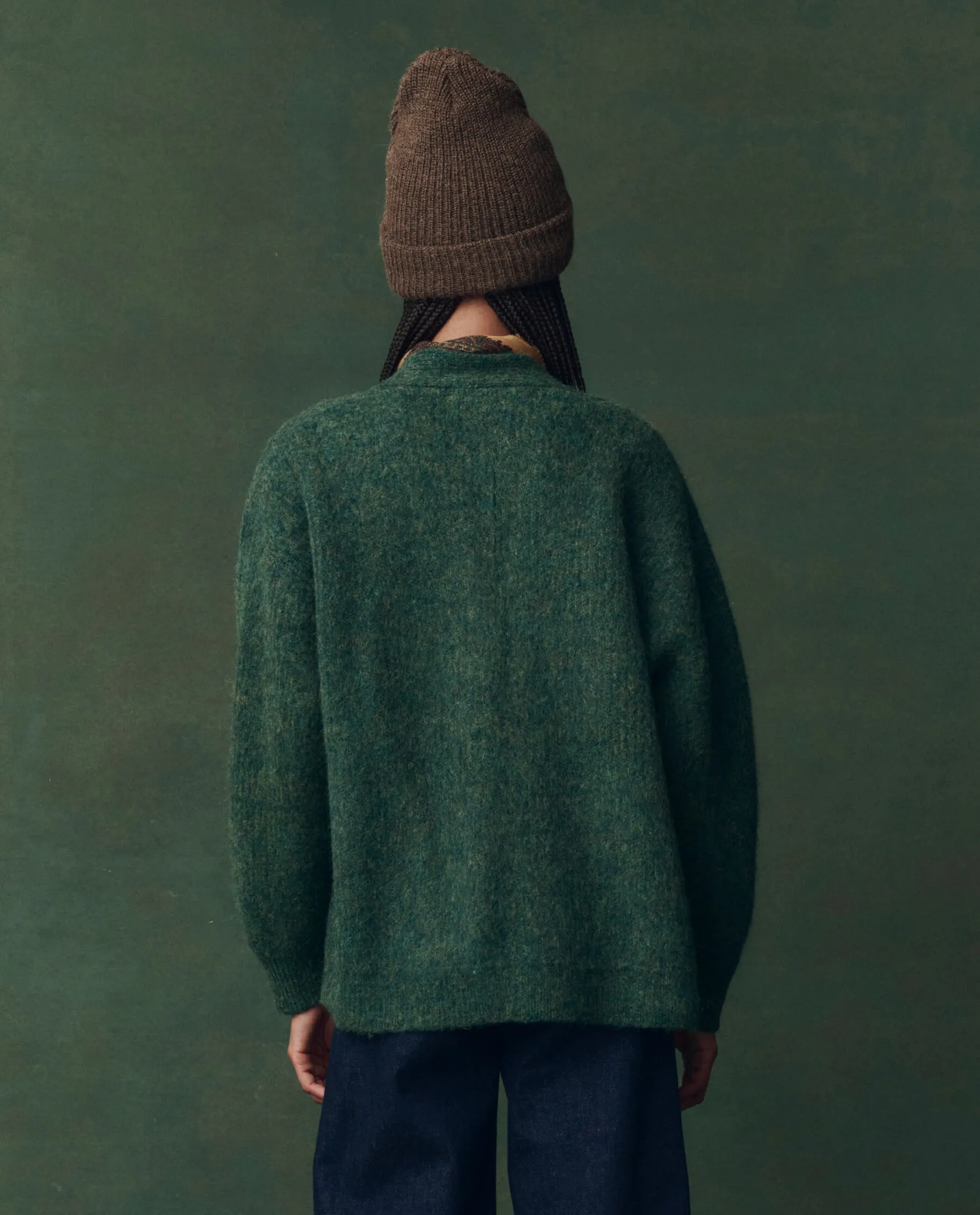 Chilly Knit The Brushed Melange Cardigan. -- Meadow Green