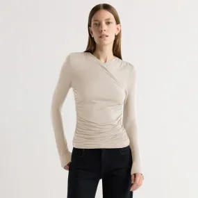All Purpose Wear Lilou Wrap-Neck Long-Sleeve Tee