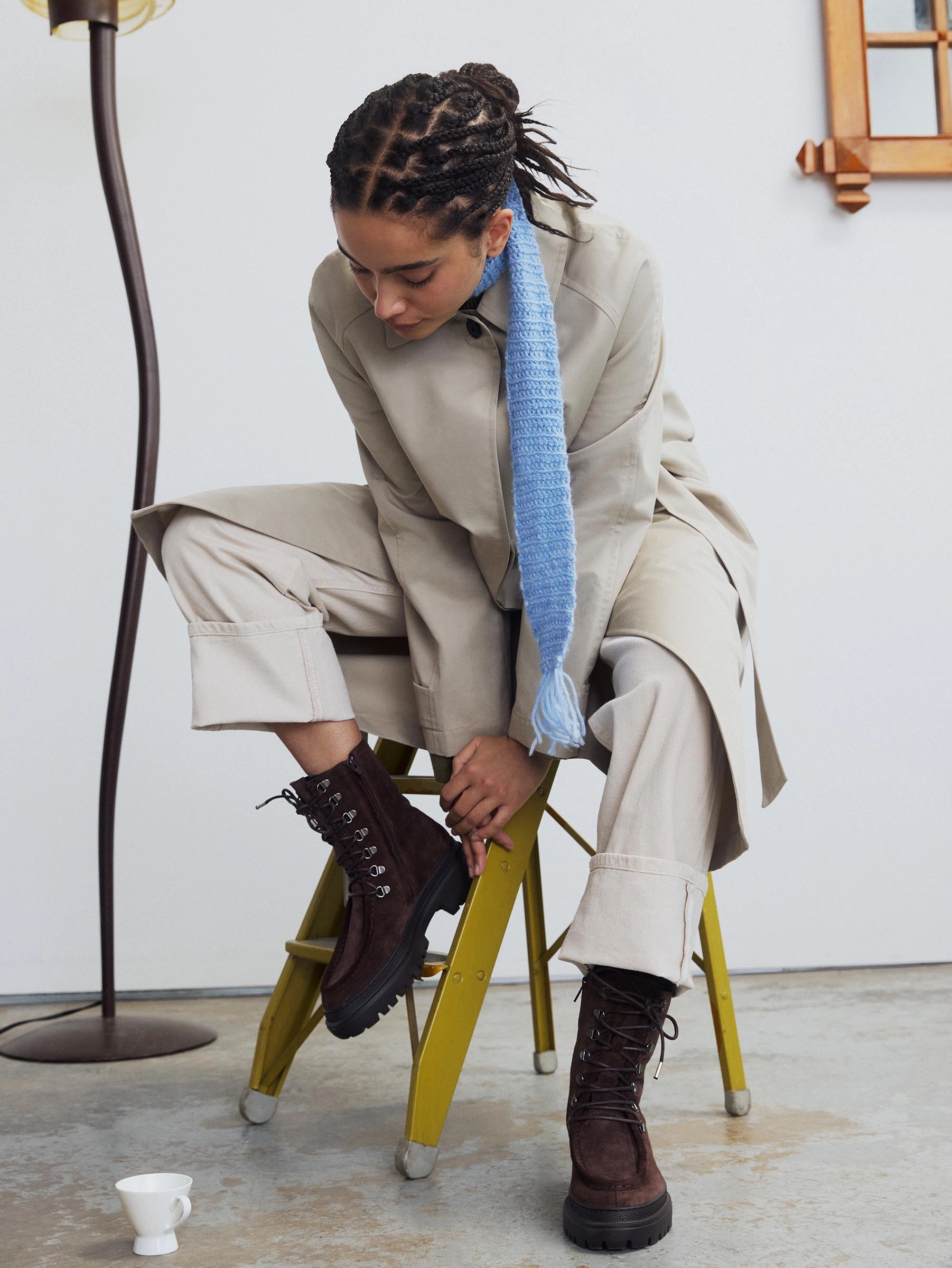 Lorena Brown Suede Unlined Boot All Day Comfort Design Cushion Collar