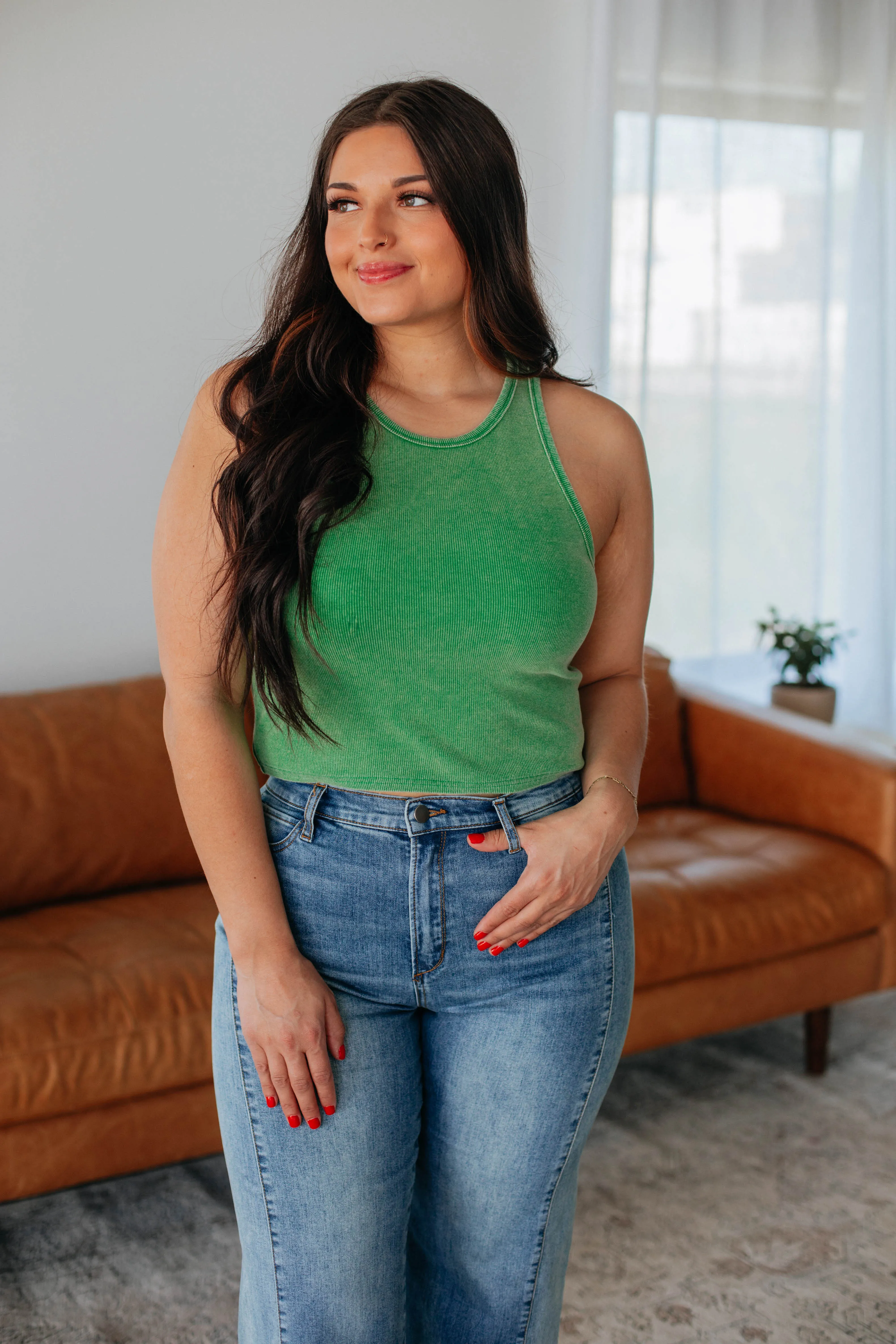 Urban Flexible Julian Ribbed Tank - Apple